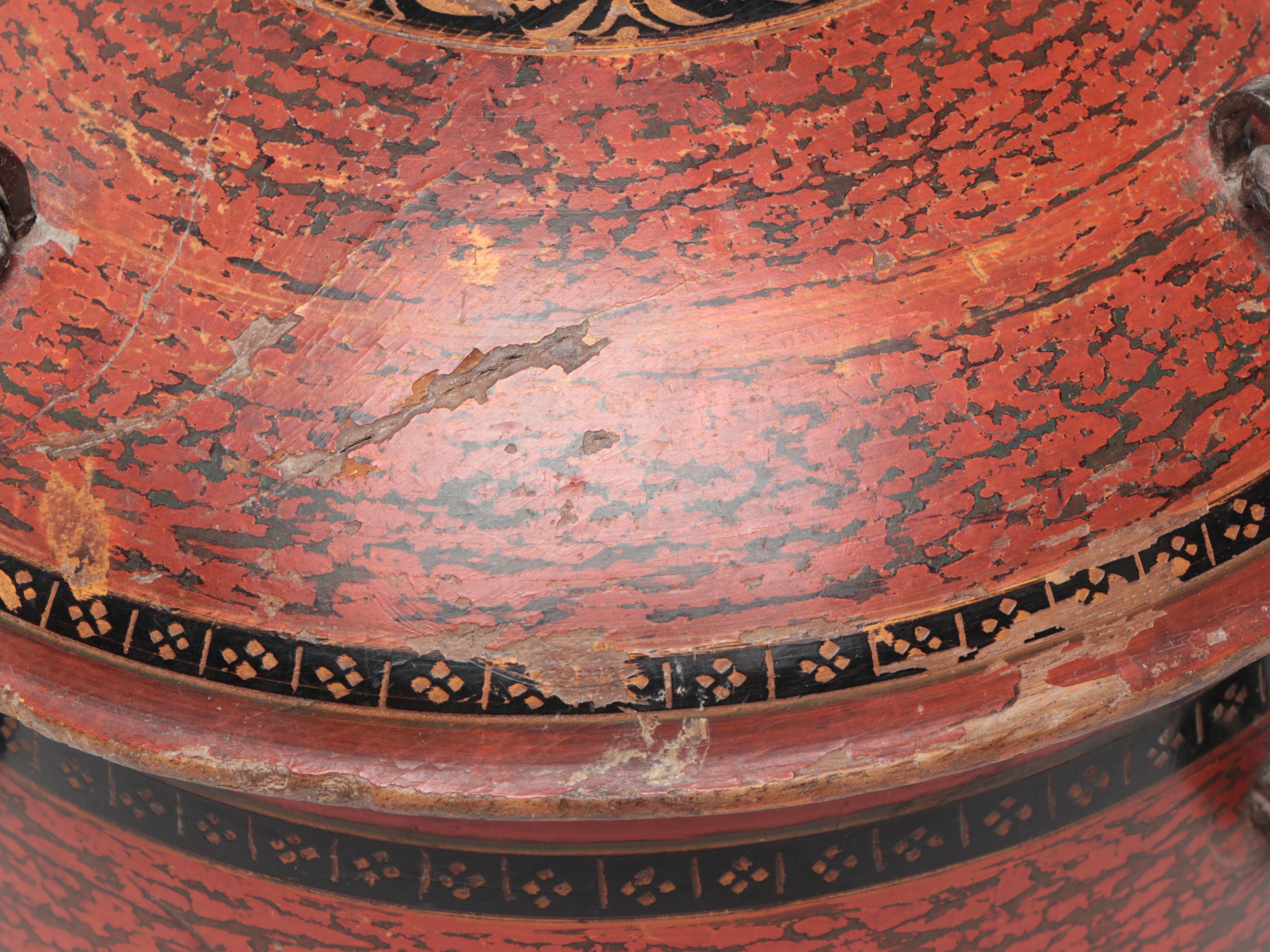 Middle Eastern Style Lacquered Wood Spice Box with Japanese Cast Iron Teapot