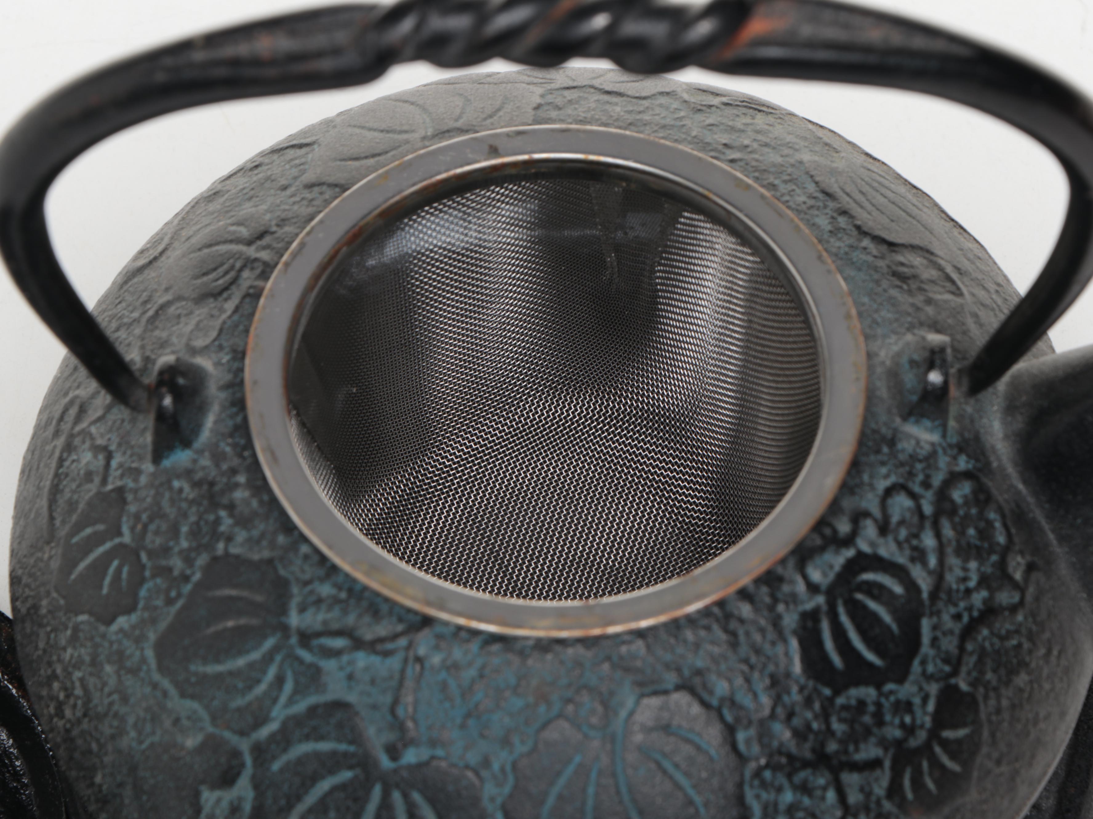 Middle Eastern Style Lacquered Wood Spice Box with Japanese Cast Iron Teapot