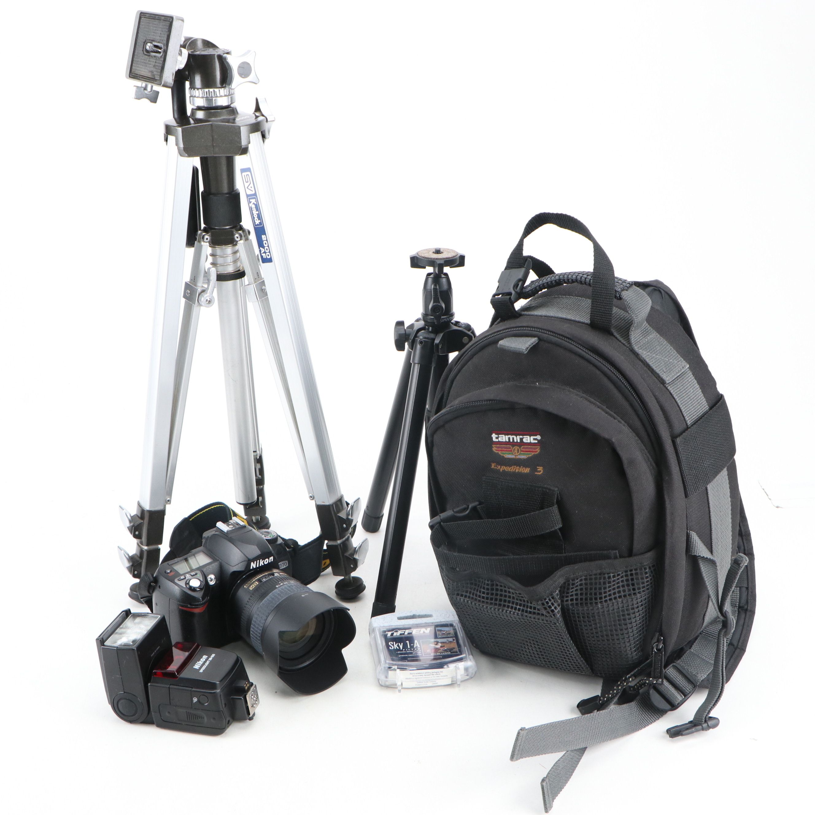 Nikon D70 DSLR Camera with Flash Extension and Tripods