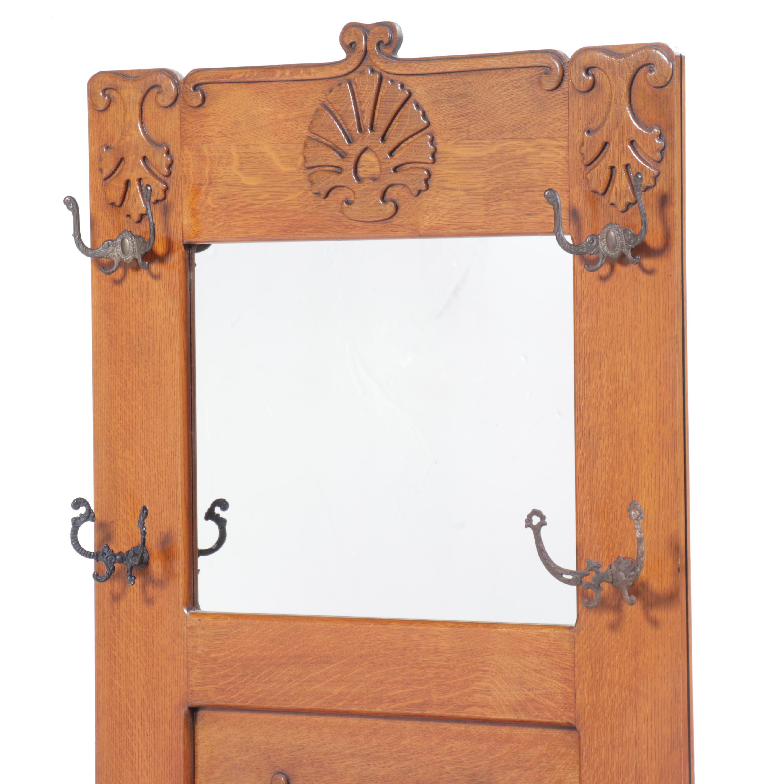 Art Deco Style Oak Hall Tree