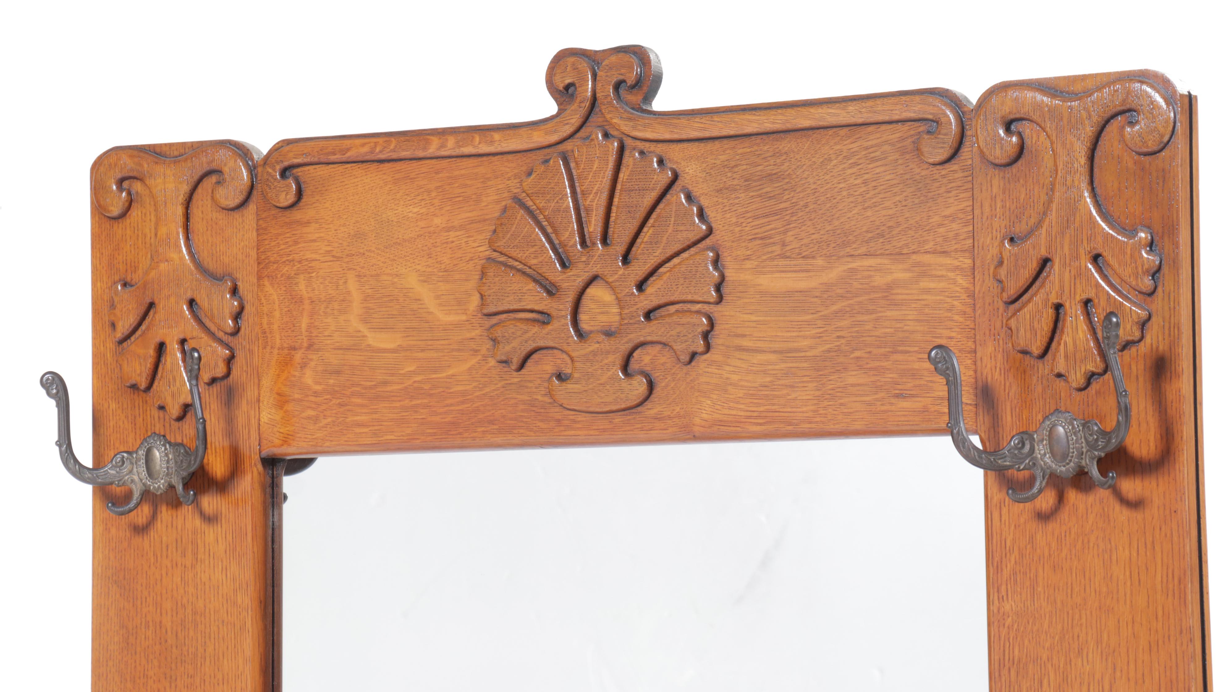 Art Deco Style Oak Hall Tree