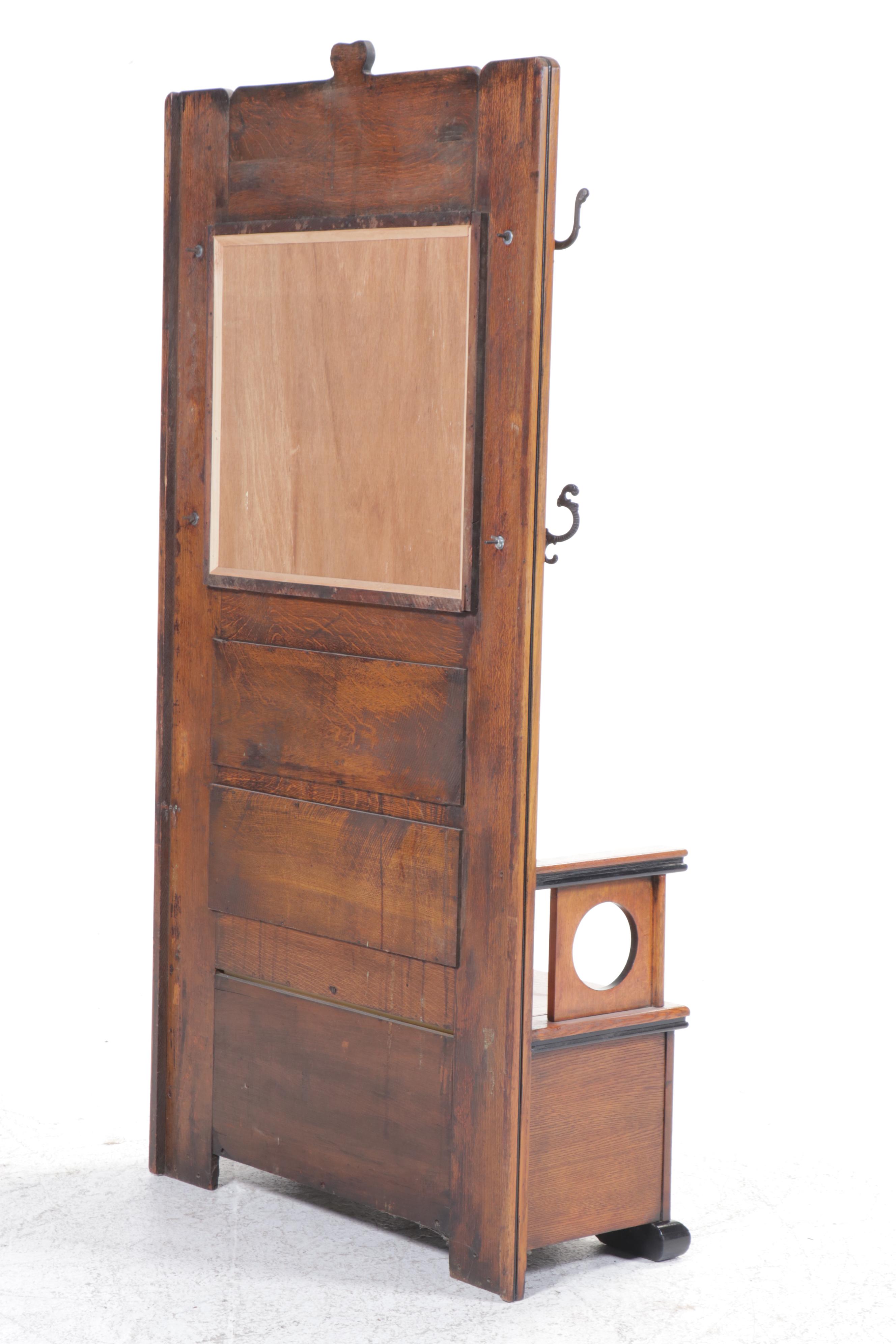 Art Deco Style Oak Hall Tree