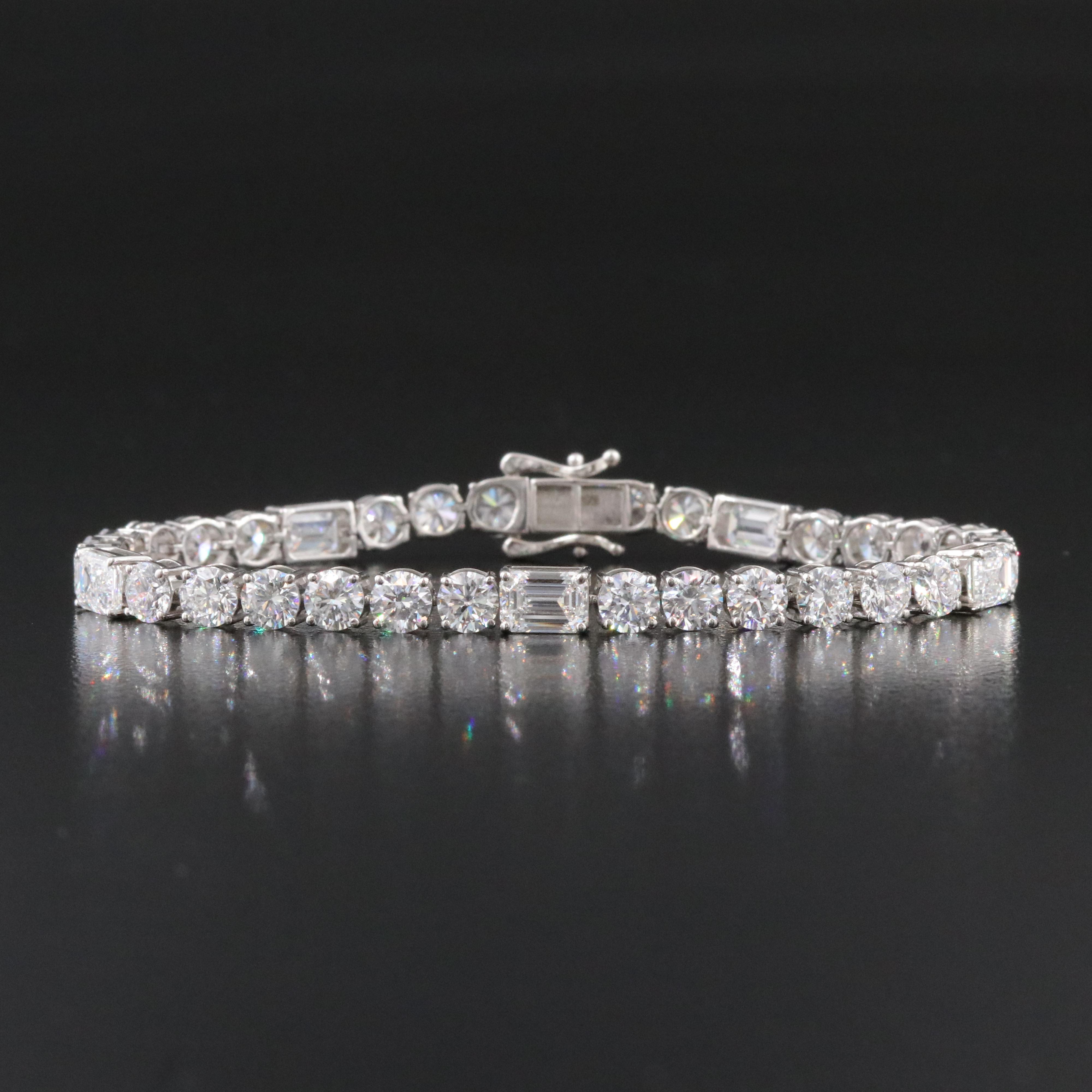 Platinum 14.66 CTW Lab Grown Diamond Line Bracelet