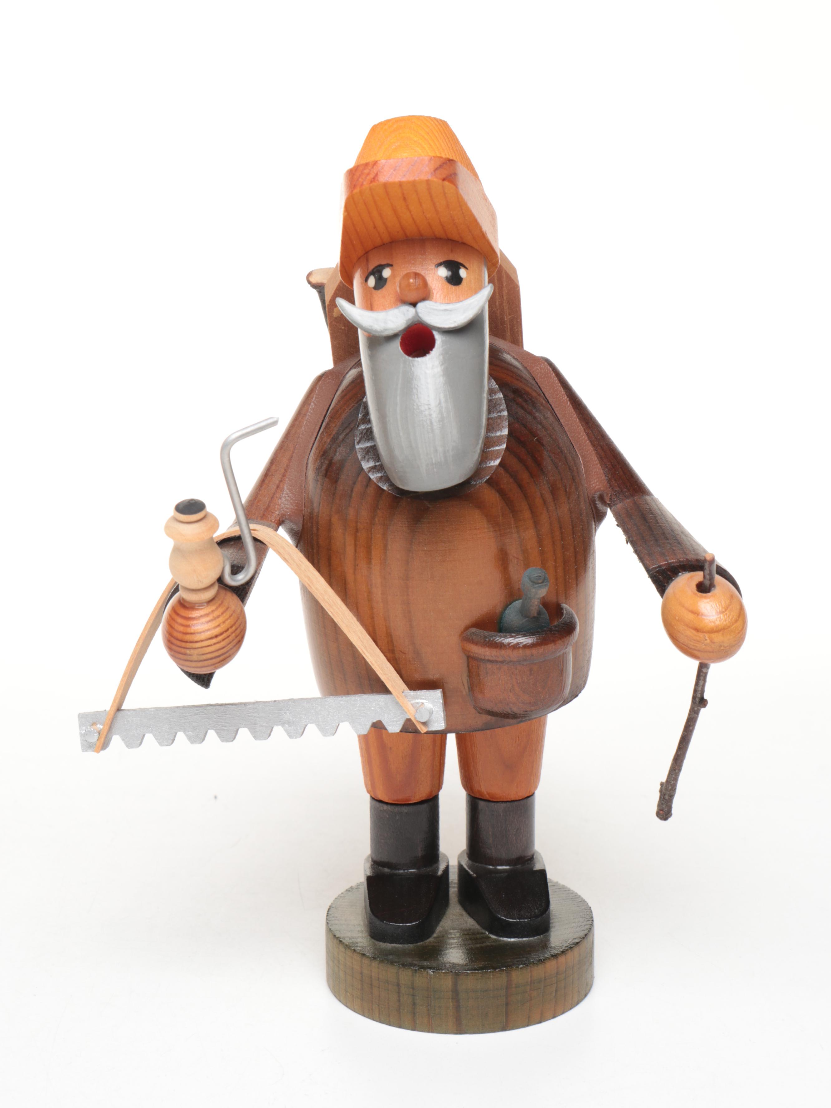 German Expertic Handcrafted Woodsman, Hunter, Butcher and Other Smoker Figures