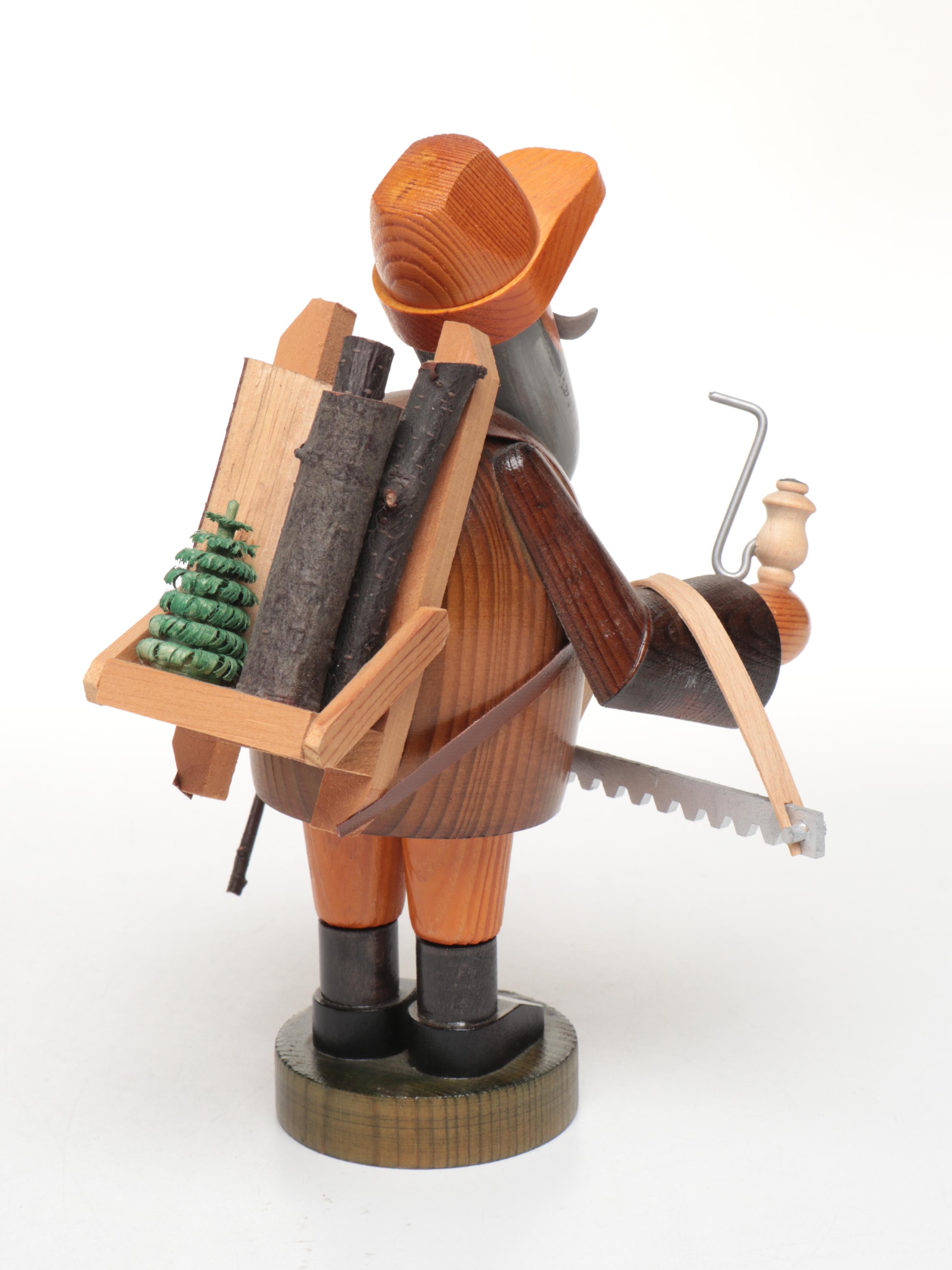 German Expertic Handcrafted Woodsman, Hunter, Butcher and Other Smoker Figures