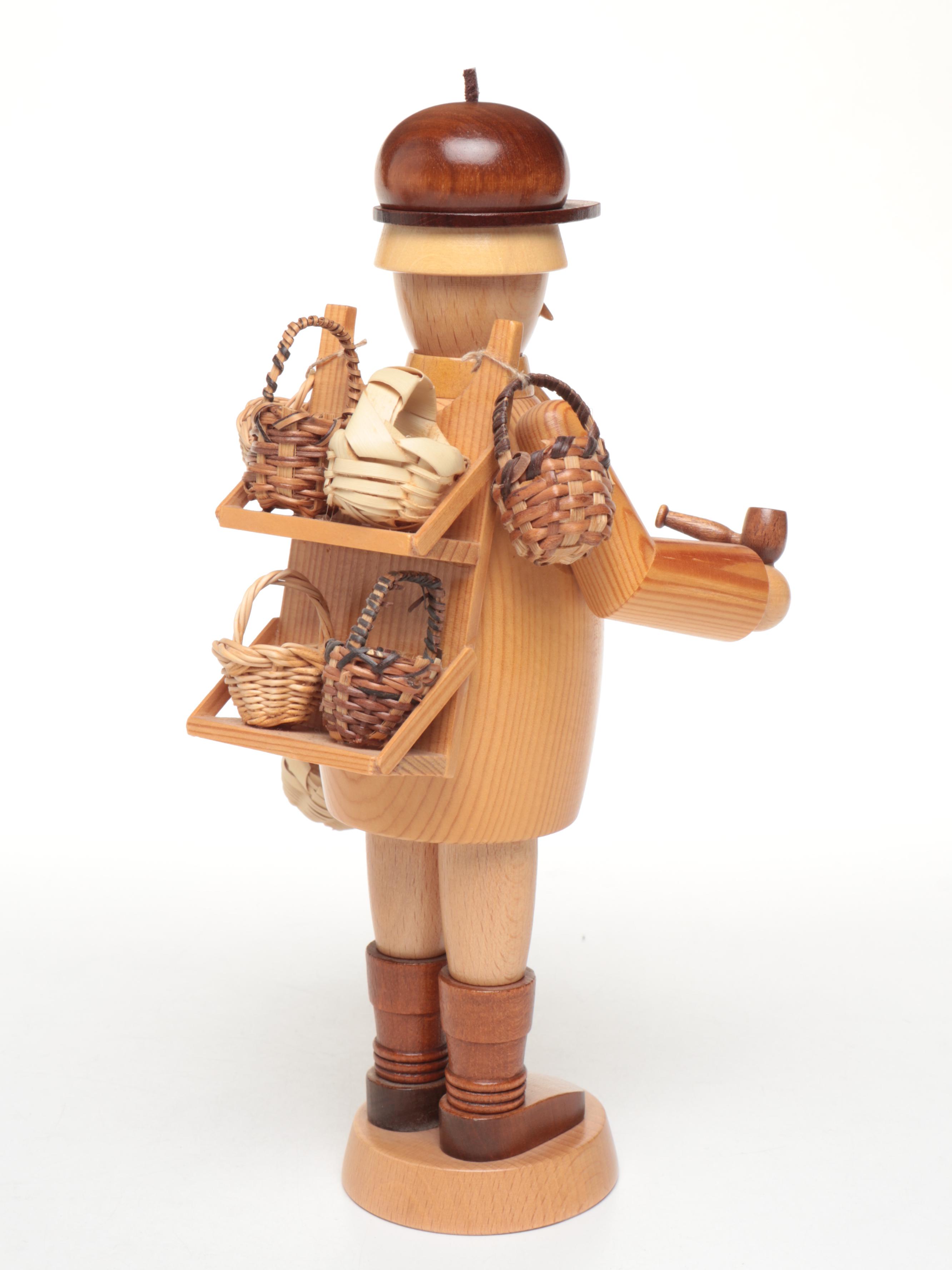 German Expertic Handcrafted Woodsman, Hunter, Butcher and Other Smoker Figures
