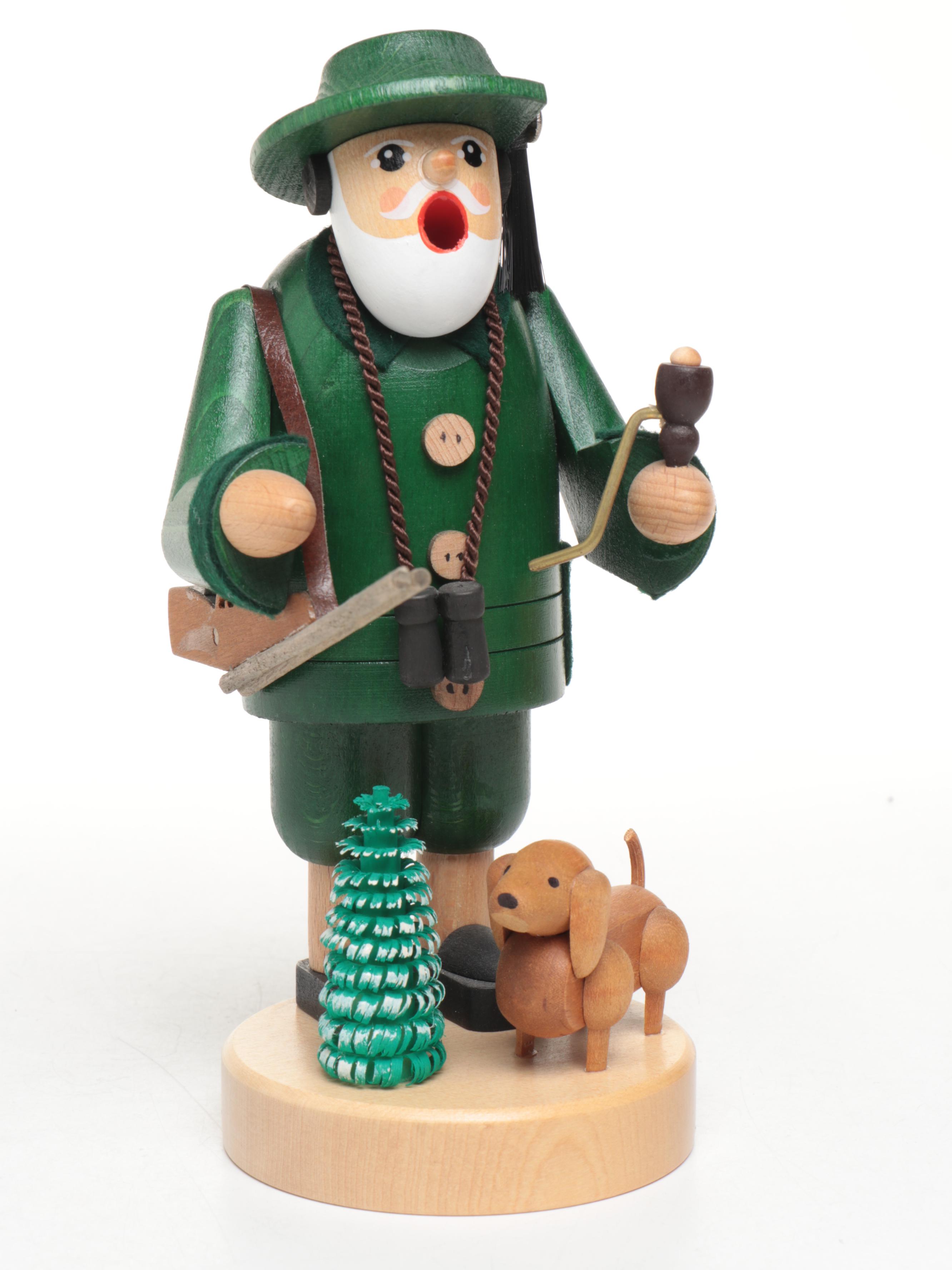 German Expertic Handcrafted Woodsman, Hunter, Butcher and Other Smoker Figures