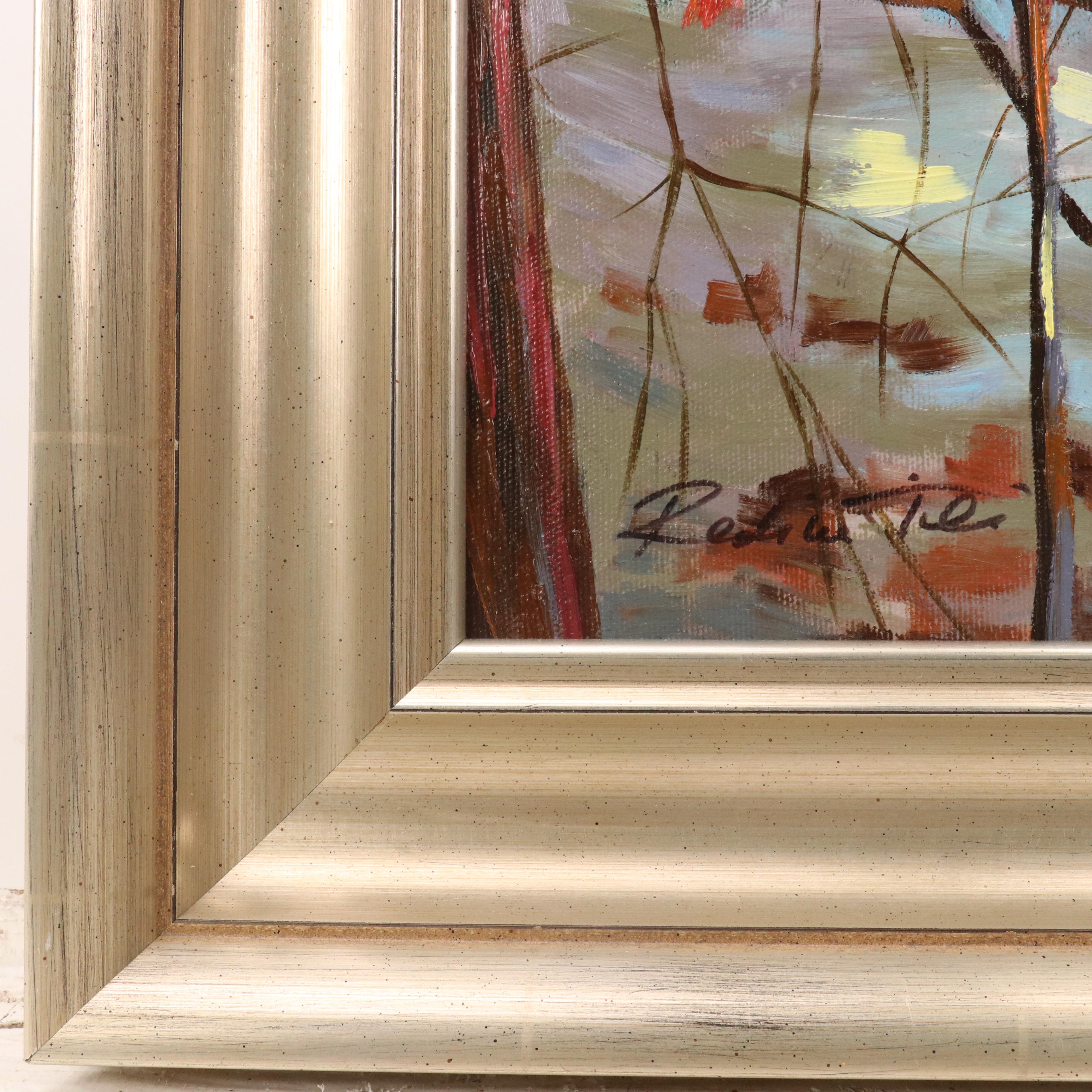 Redina Tili Impasto Oil Painting with Autumnal Landscape, 21st Century