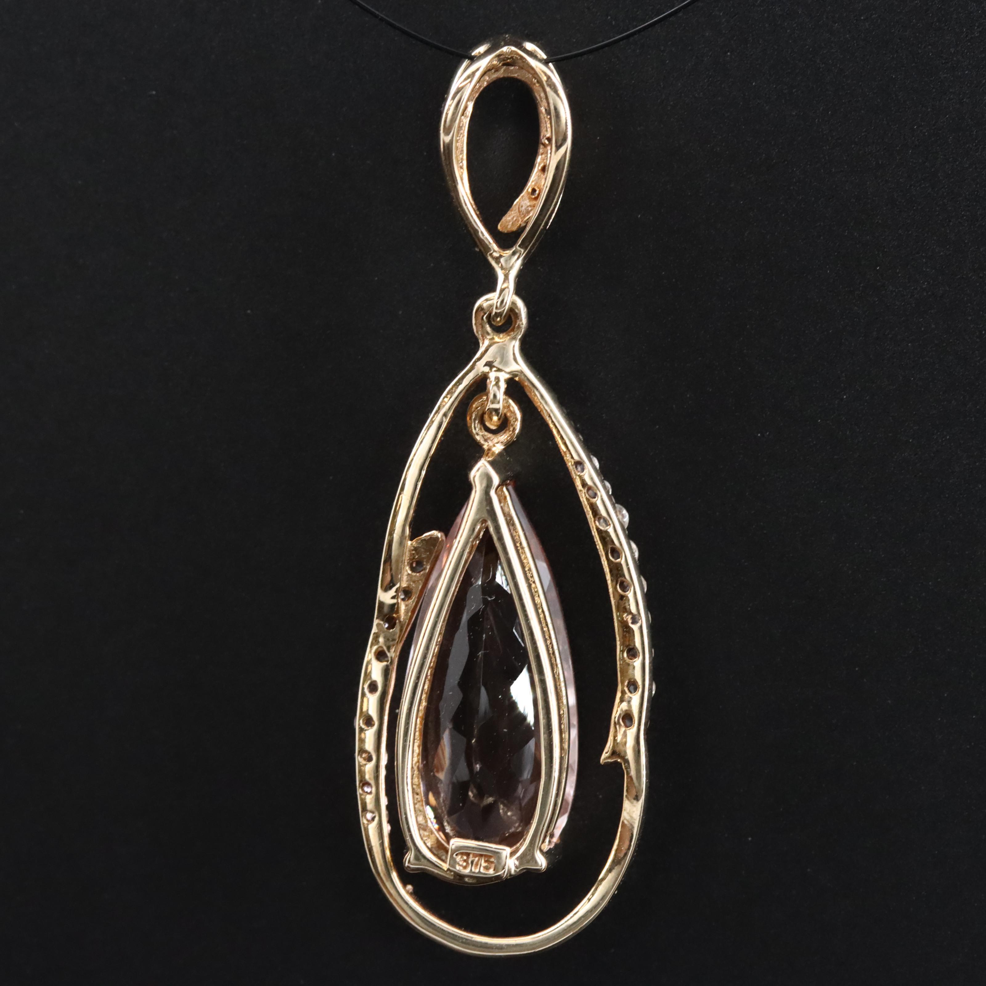 9K Morganite and White Topaz Pendant