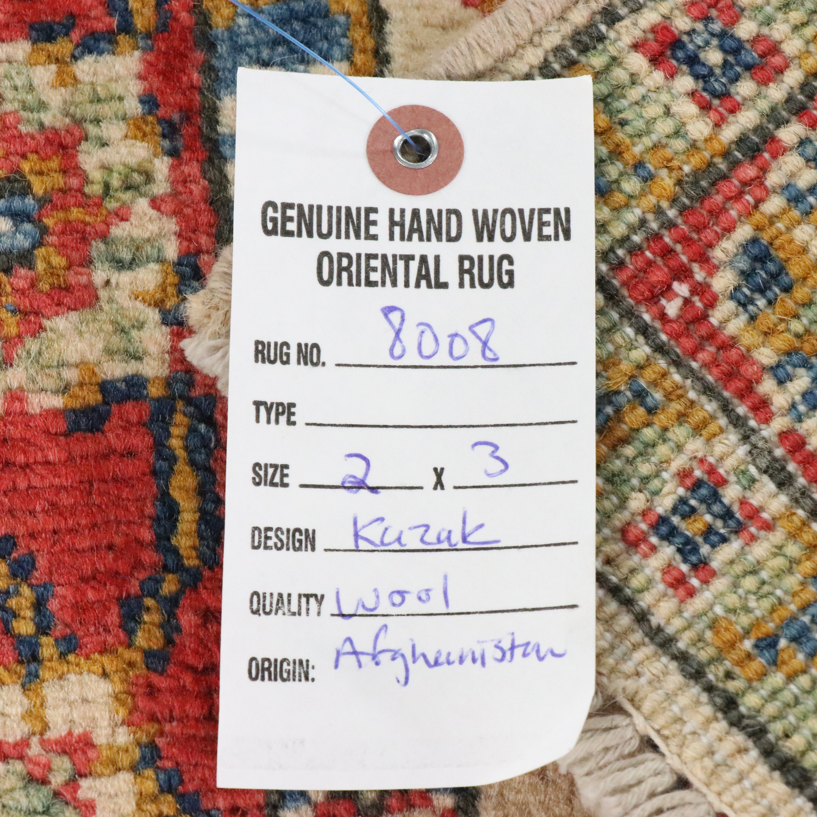 2' x 3'1 Hand-Knotted Afghan Kazak Accent Rug