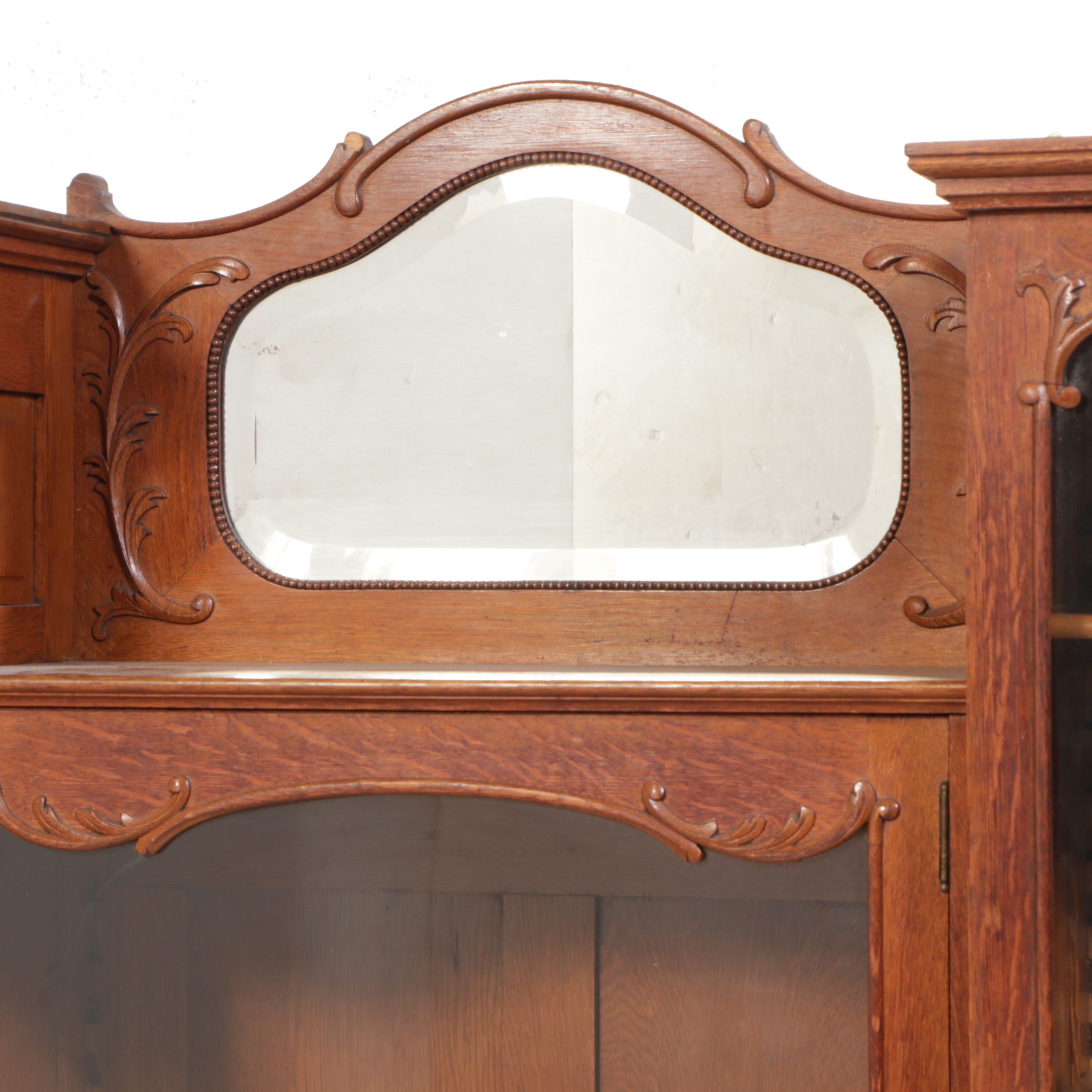 American Art Nouveau Style Oak China Cabinet, Late 19th/Early 20th Century