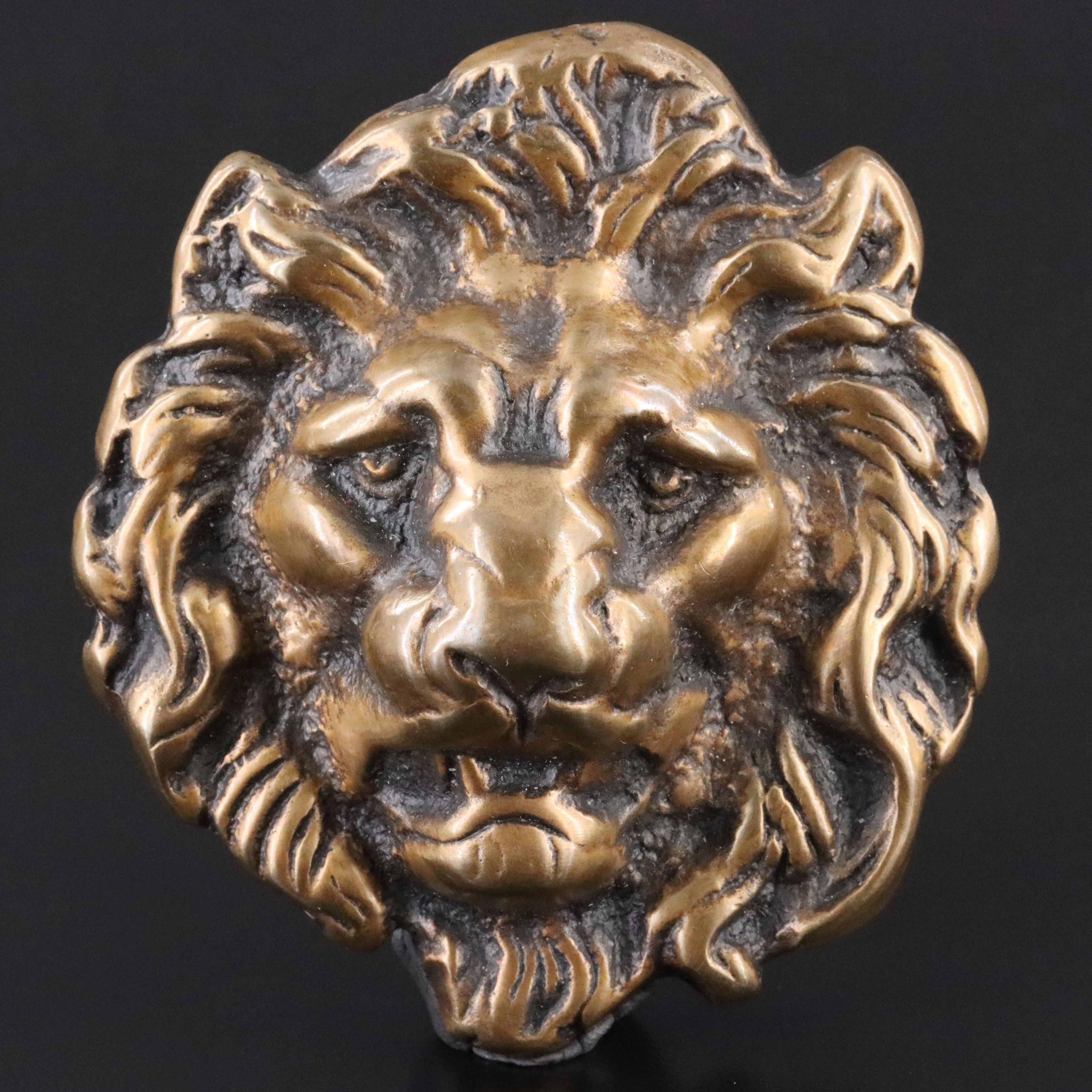 Signed Lion Head Belt Buckle, 1970s