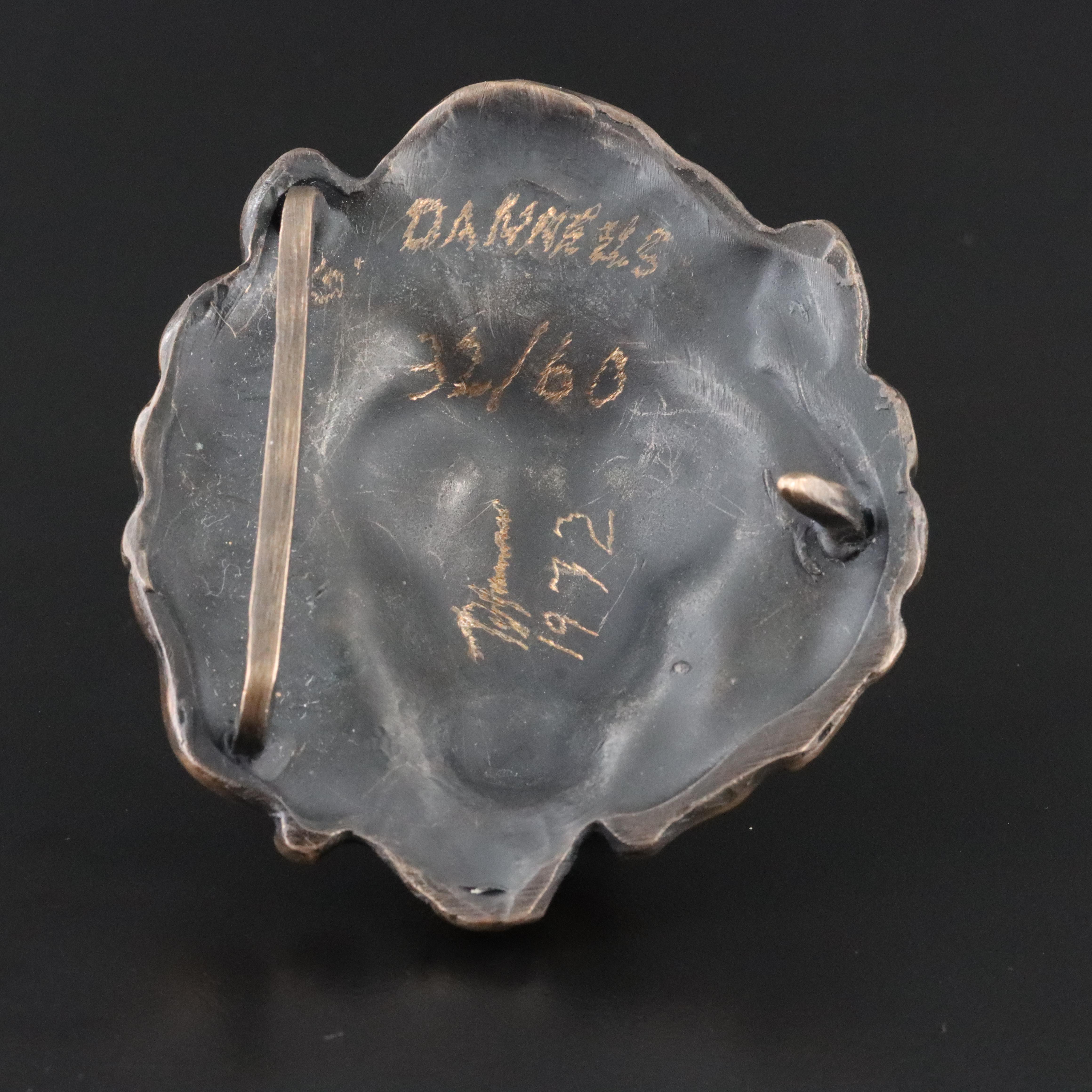 Signed Lion Head Belt Buckle, 1970s