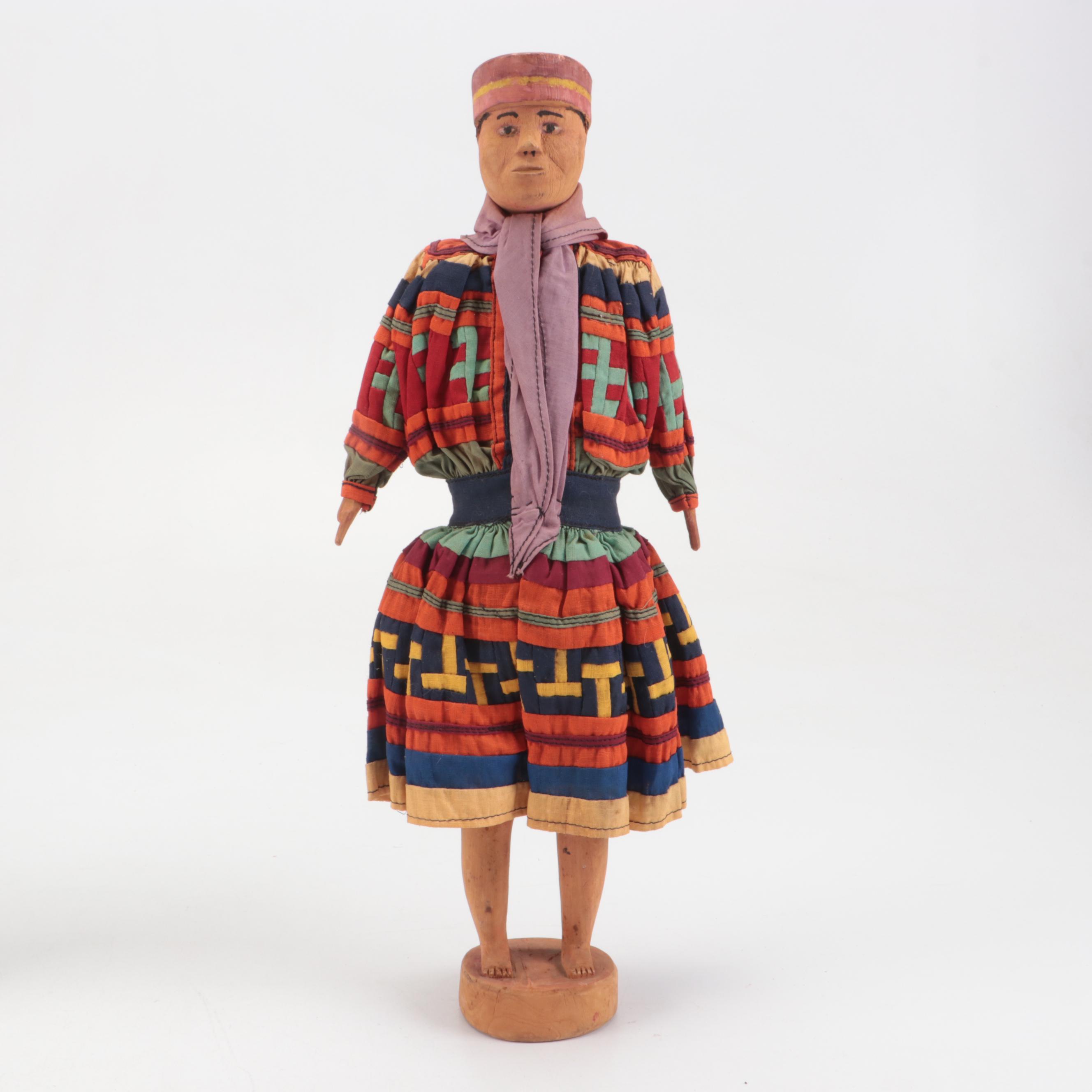 Chippewa and Seminole Carved Wood Dolls with Other Indigenous Dolls