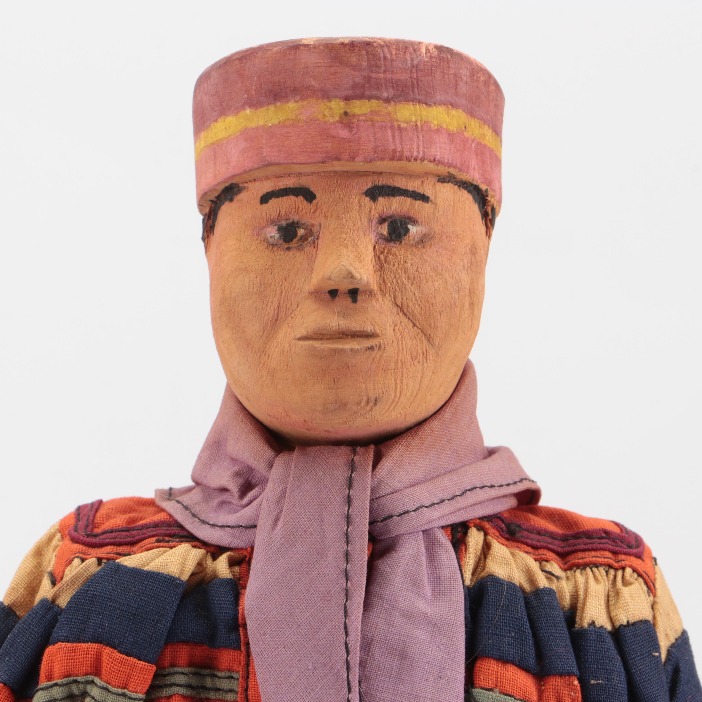 Chippewa and Seminole Carved Wood Dolls with Other Indigenous Dolls