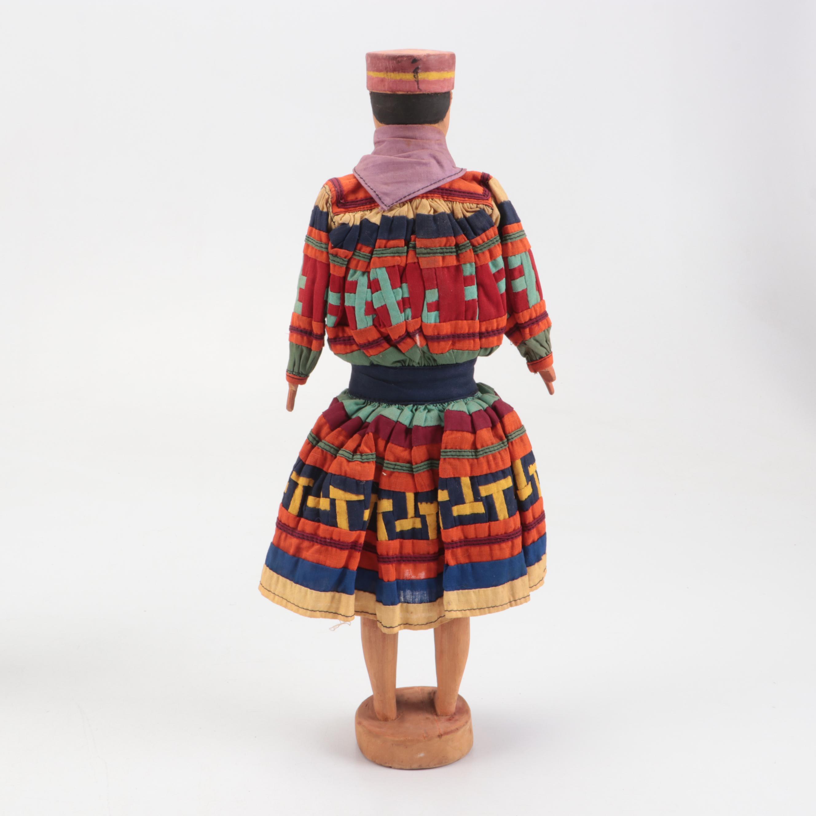 Chippewa and Seminole Carved Wood Dolls with Other Indigenous Dolls