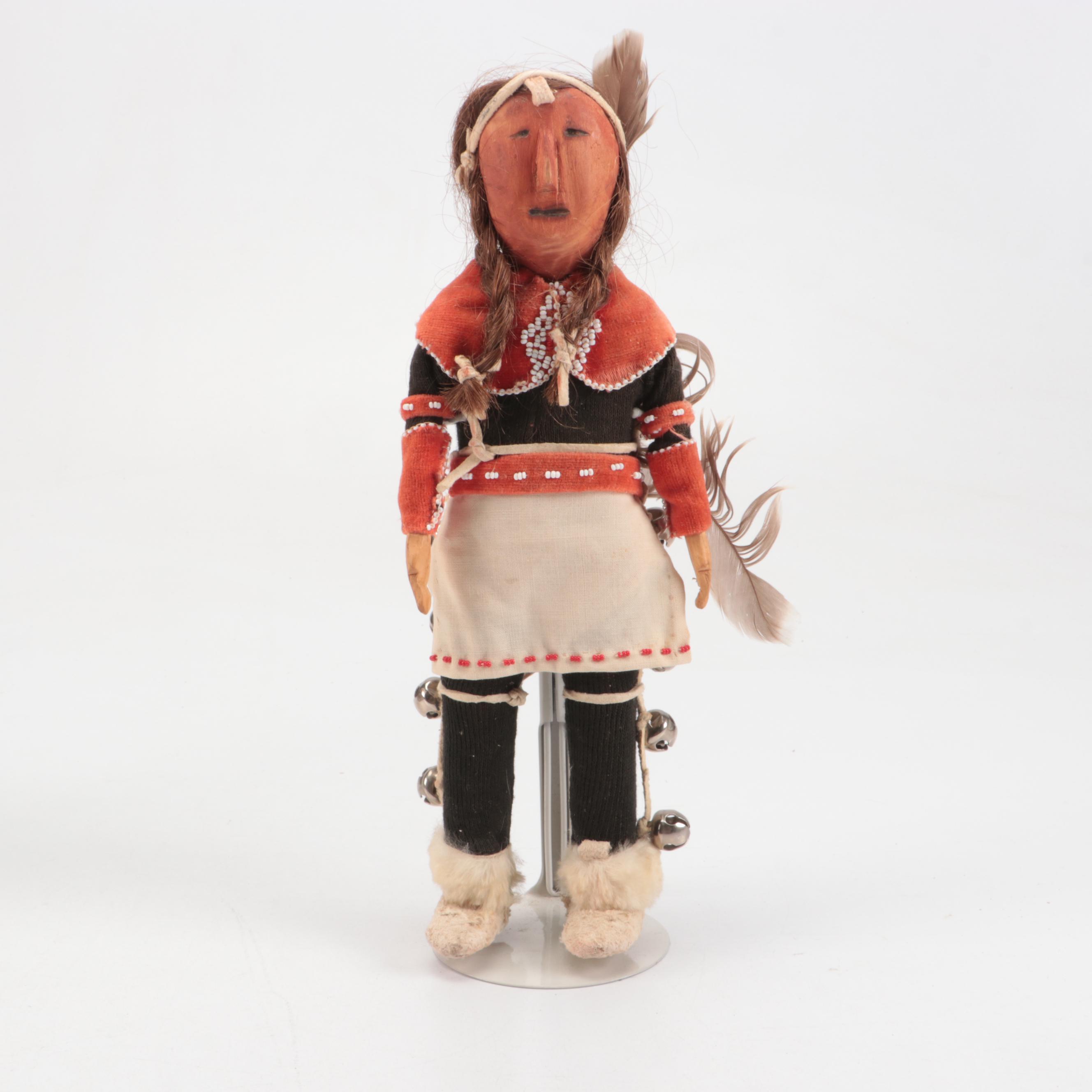 Chippewa and Seminole Carved Wood Dolls with Other Indigenous Dolls