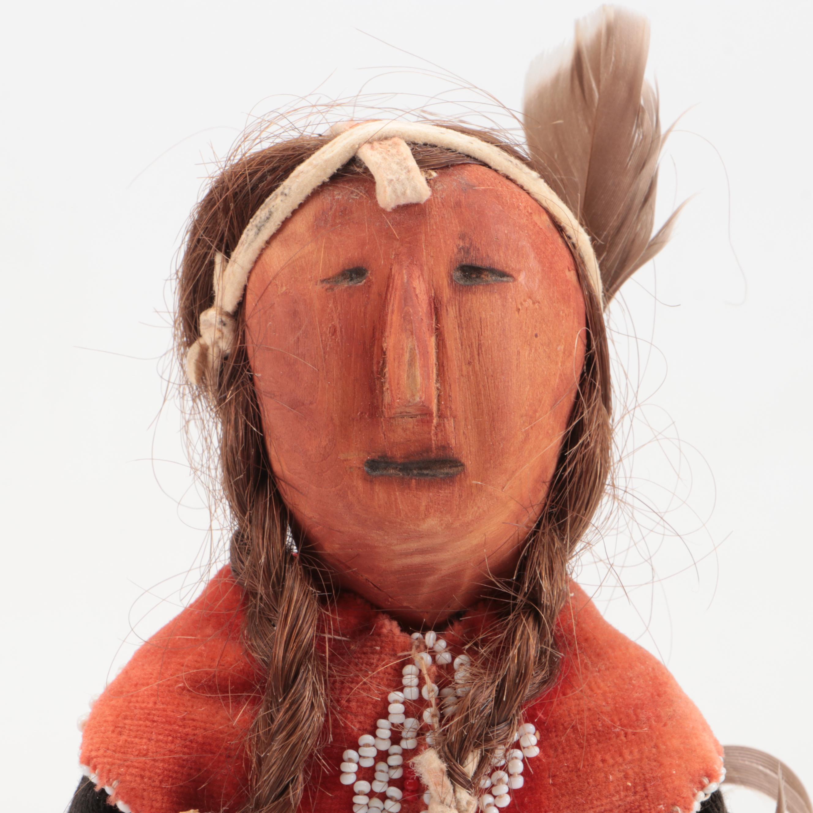Chippewa and Seminole Carved Wood Dolls with Other Indigenous Dolls