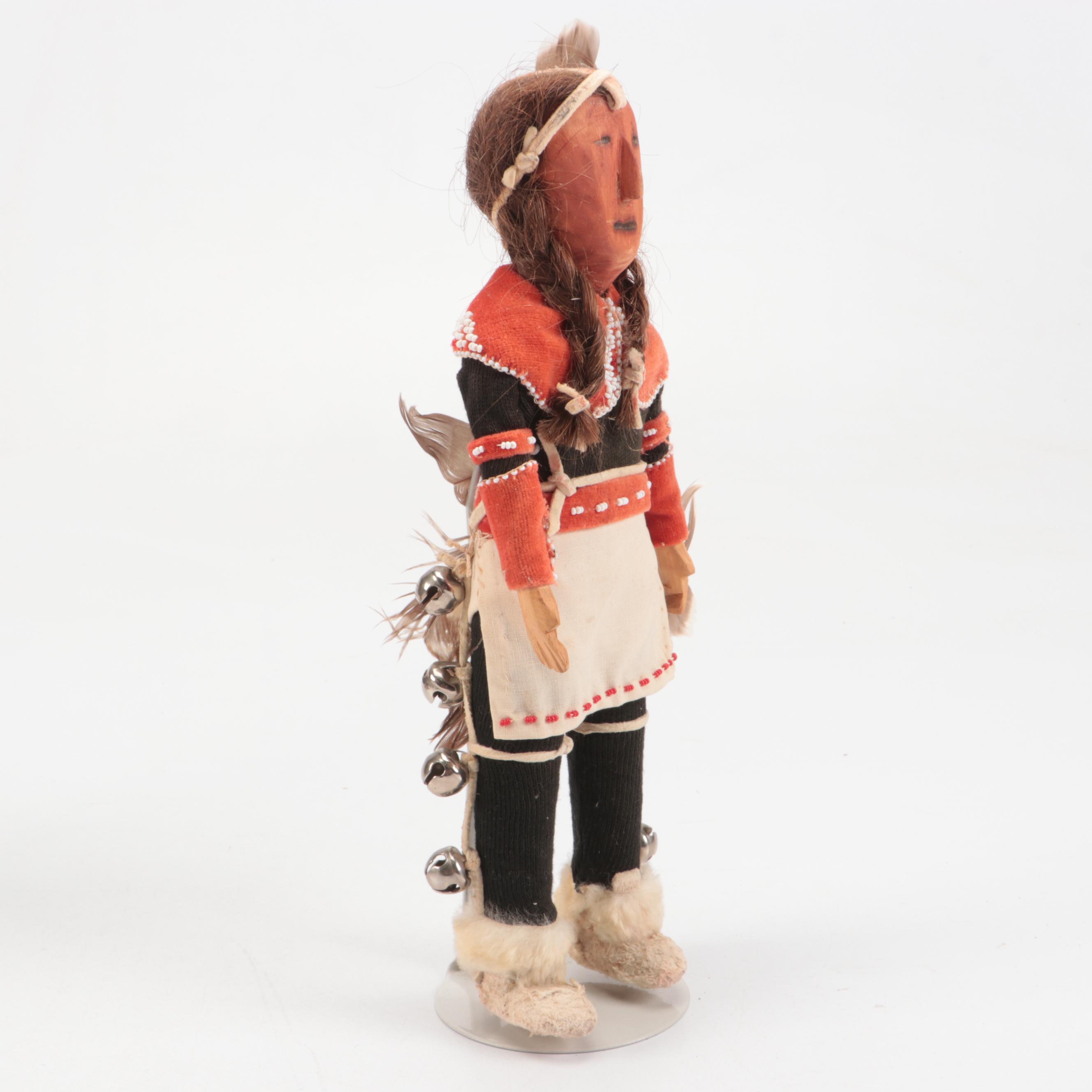 Chippewa and Seminole Carved Wood Dolls with Other Indigenous Dolls