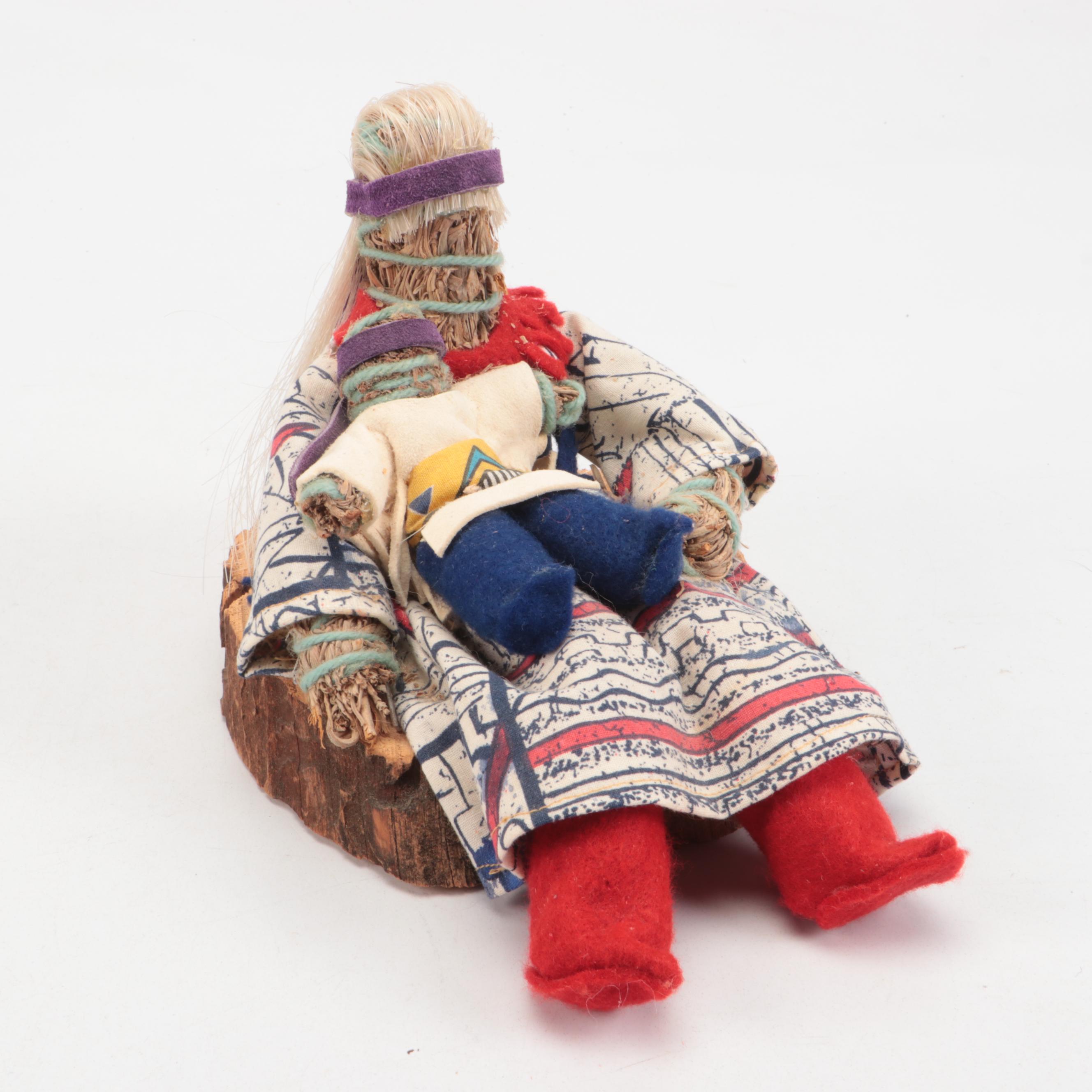 Chippewa and Seminole Carved Wood Dolls with Other Indigenous Dolls