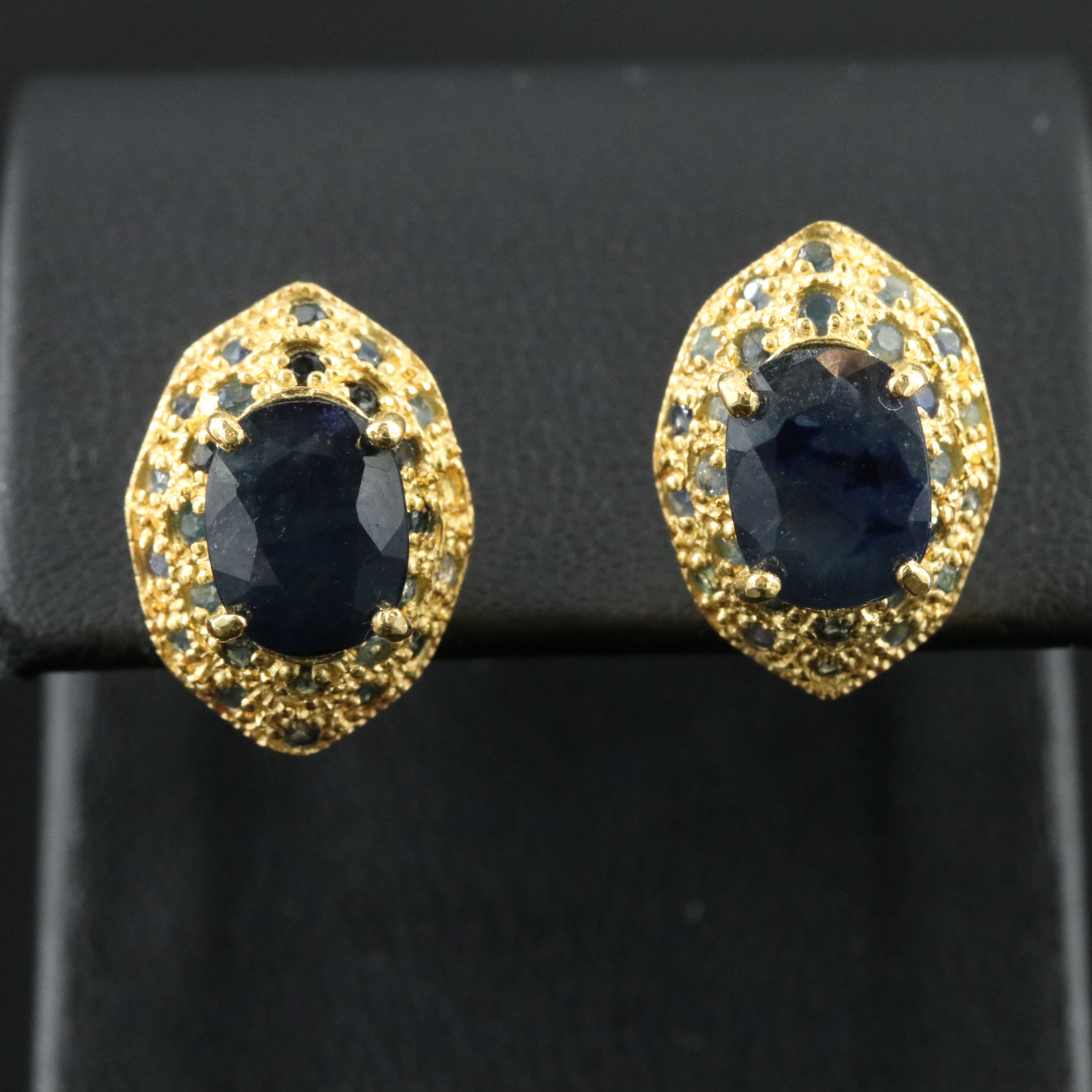 Sterling Filled Corundum and Sapphire Earrings