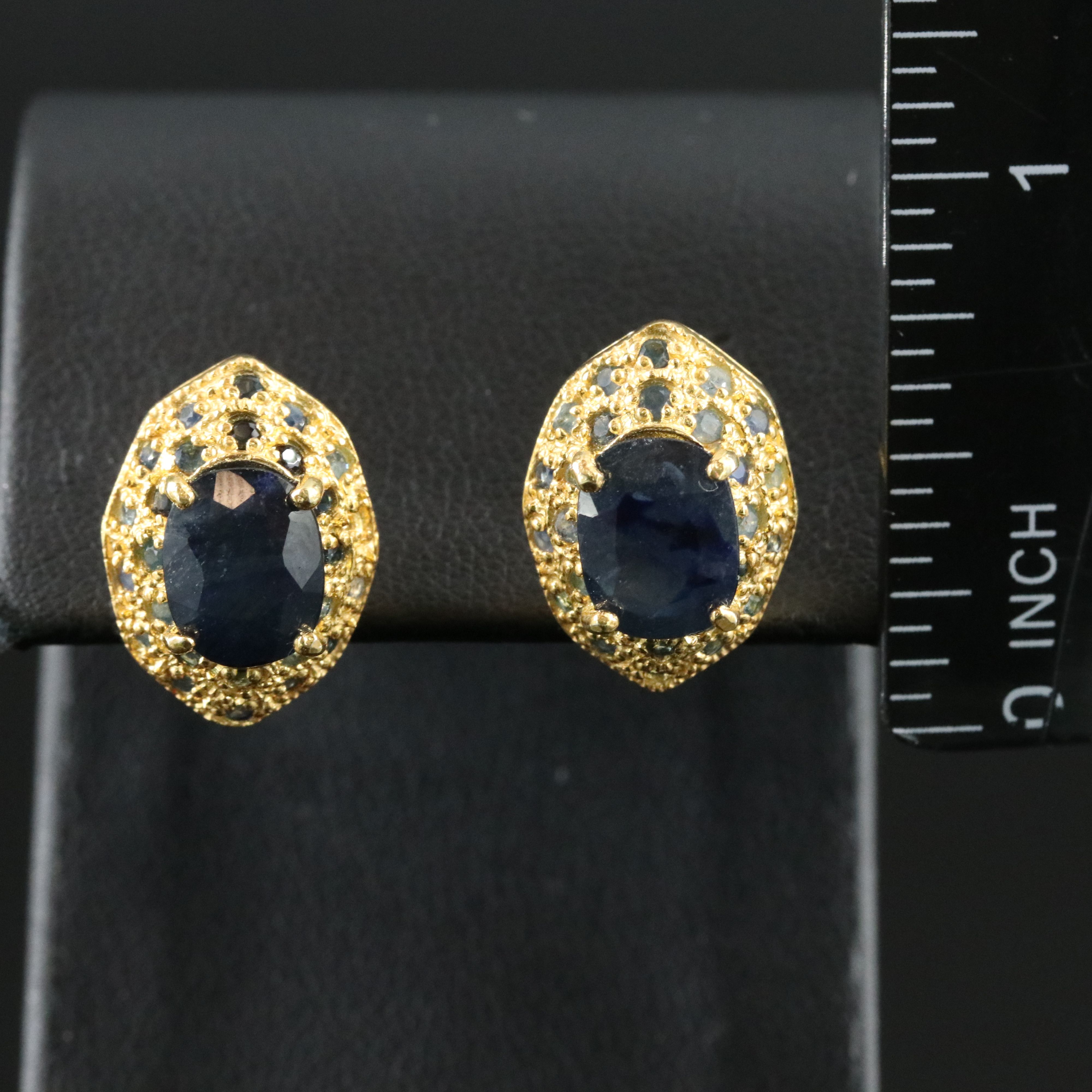 Sterling Filled Corundum and Sapphire Earrings