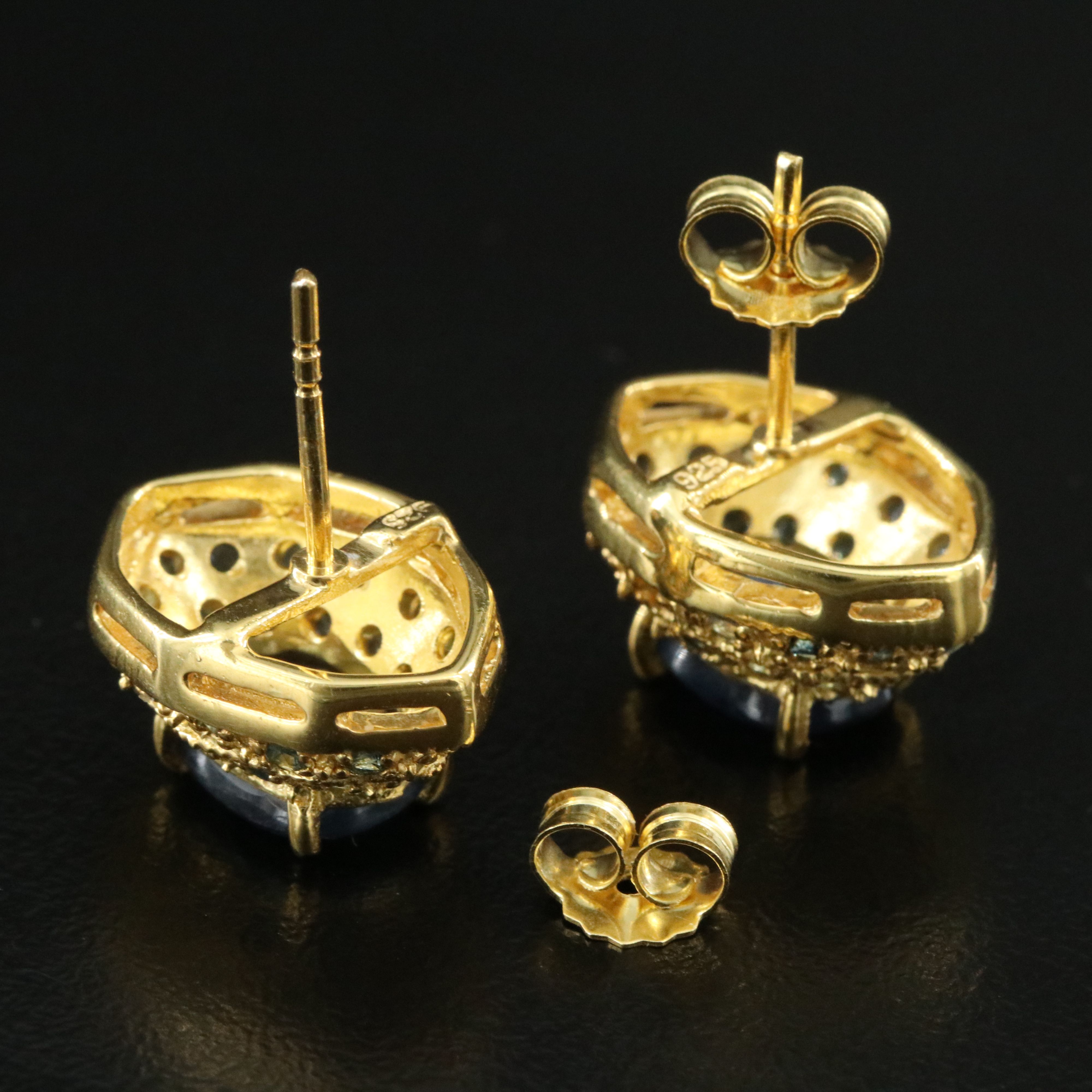 Sterling Filled Corundum and Sapphire Earrings