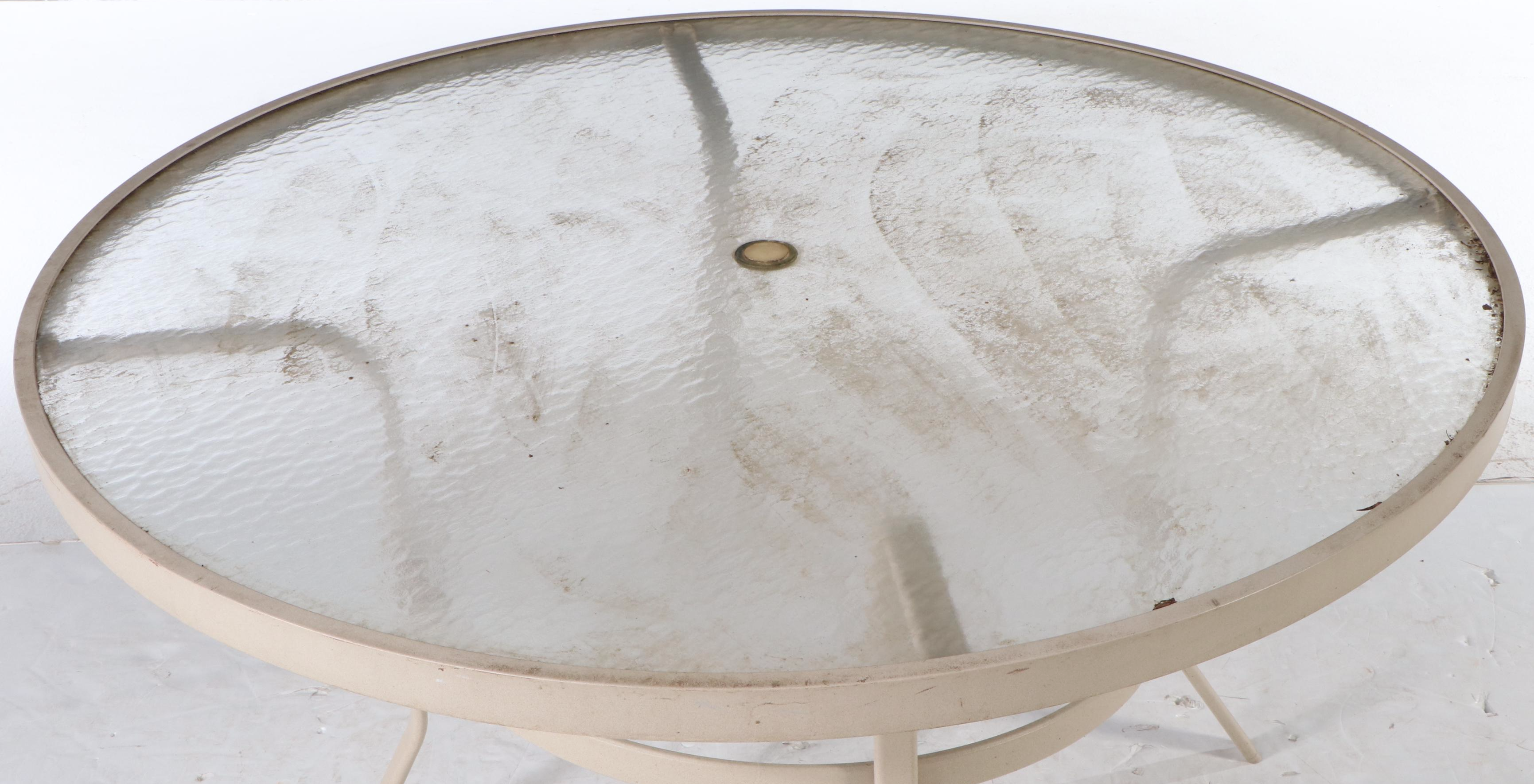 Aluminum and Tempered Glass Patio Dining Table