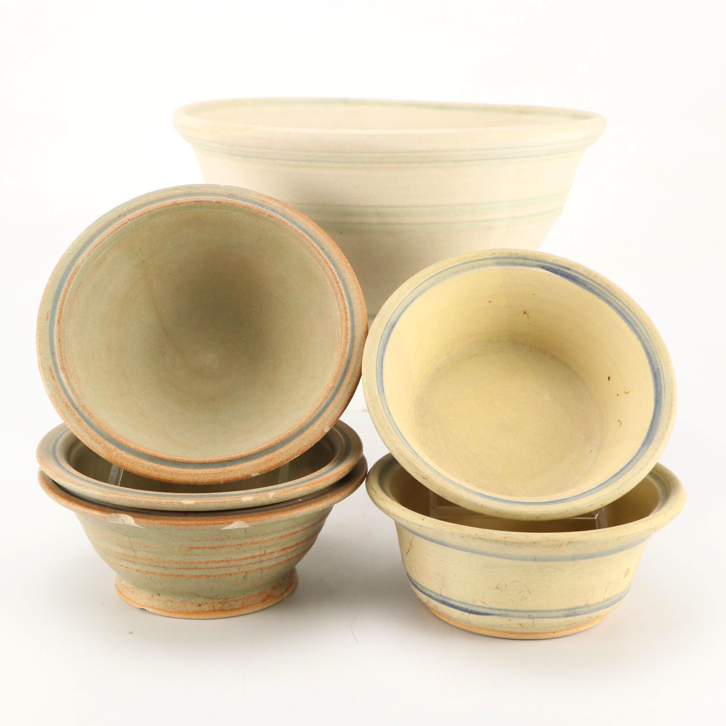 Artisan Signed Pottery Mixing and Serving Bowls