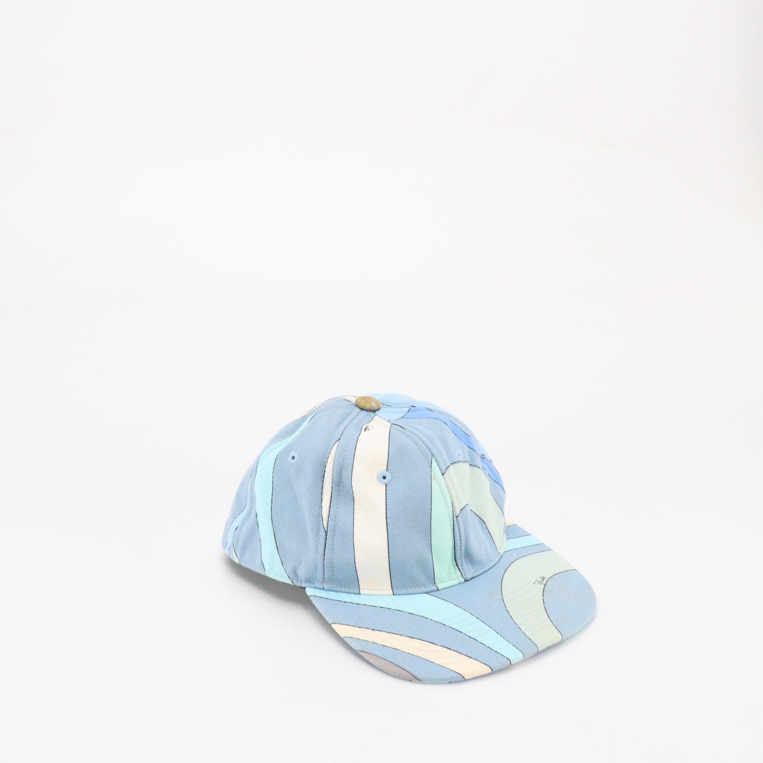 Emilio Pucci Blue Marmo Print Cotton Snapback Cap