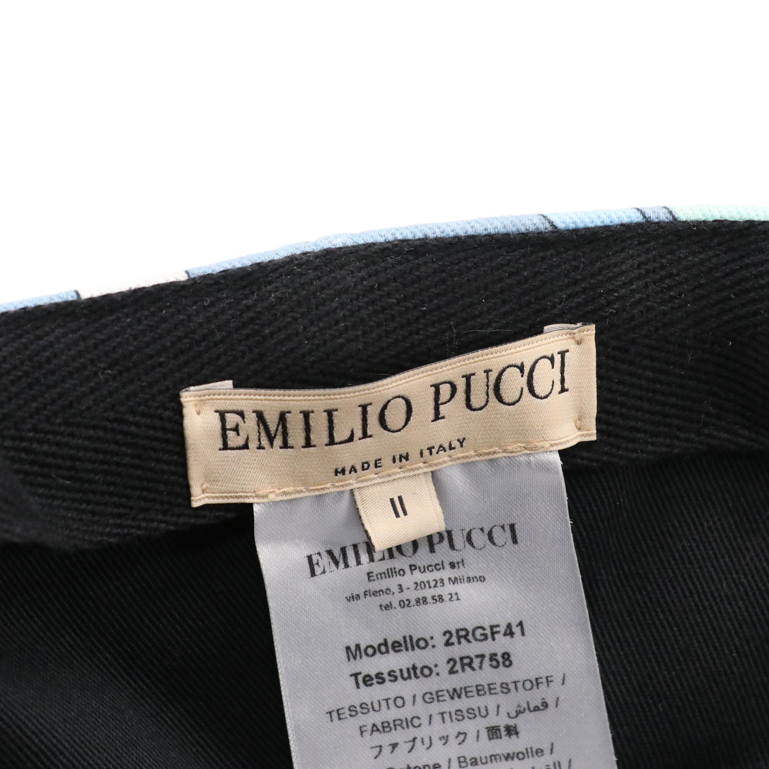 Emilio Pucci Blue Marmo Print Cotton Snapback Cap