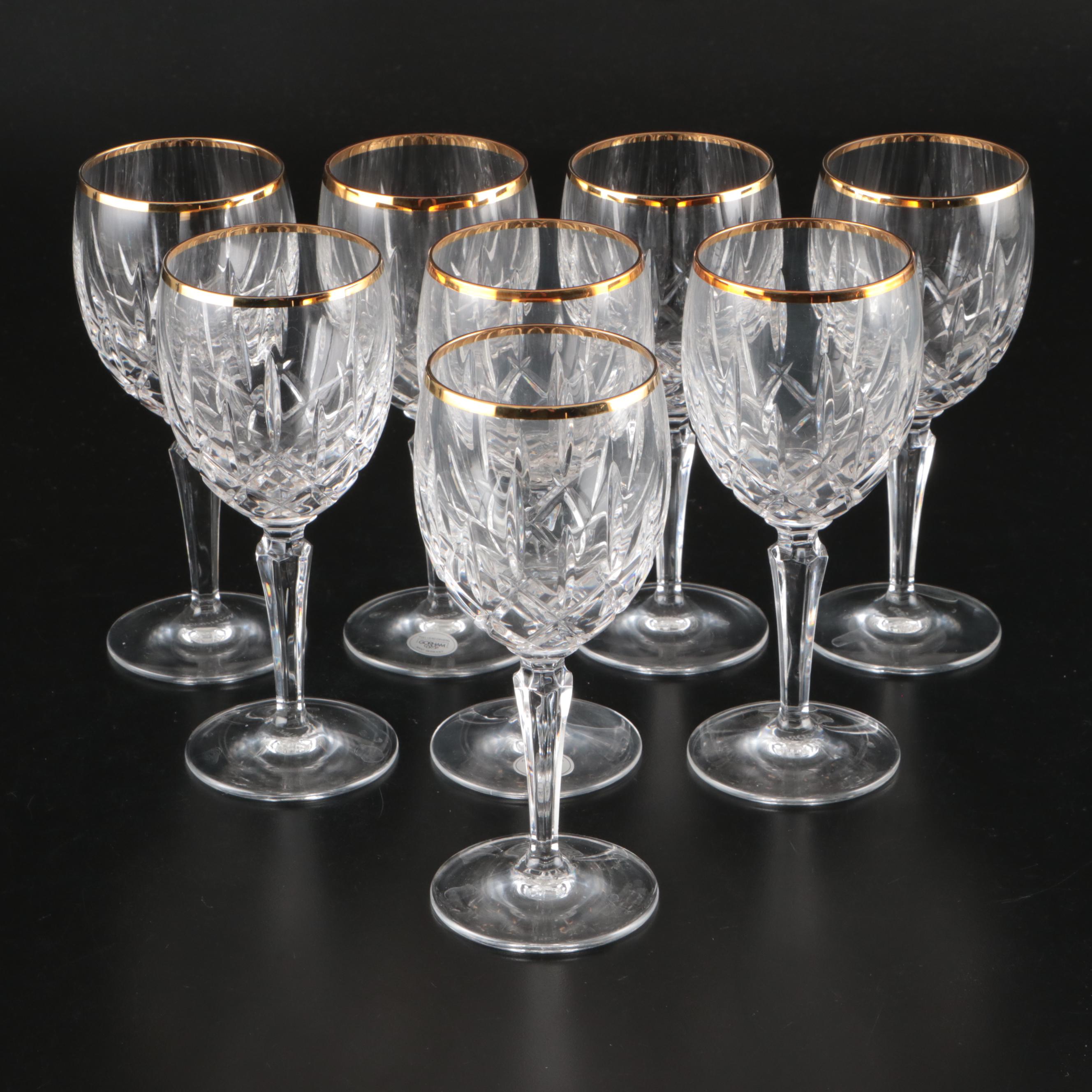 Gorham "Lady Anne Gold" Crystal Wine Glasses, Late 20th/Early 21st C.