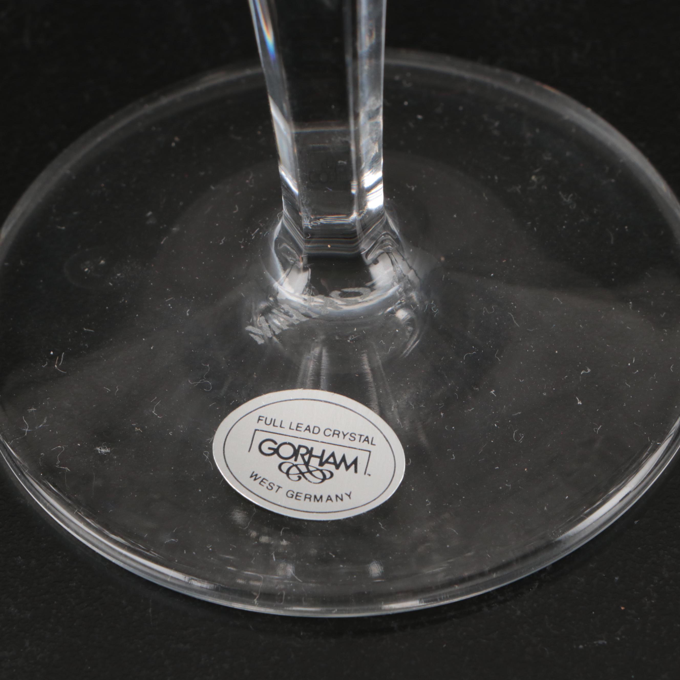 Gorham "Lady Anne Gold" Crystal Wine Glasses, Late 20th/Early 21st C.