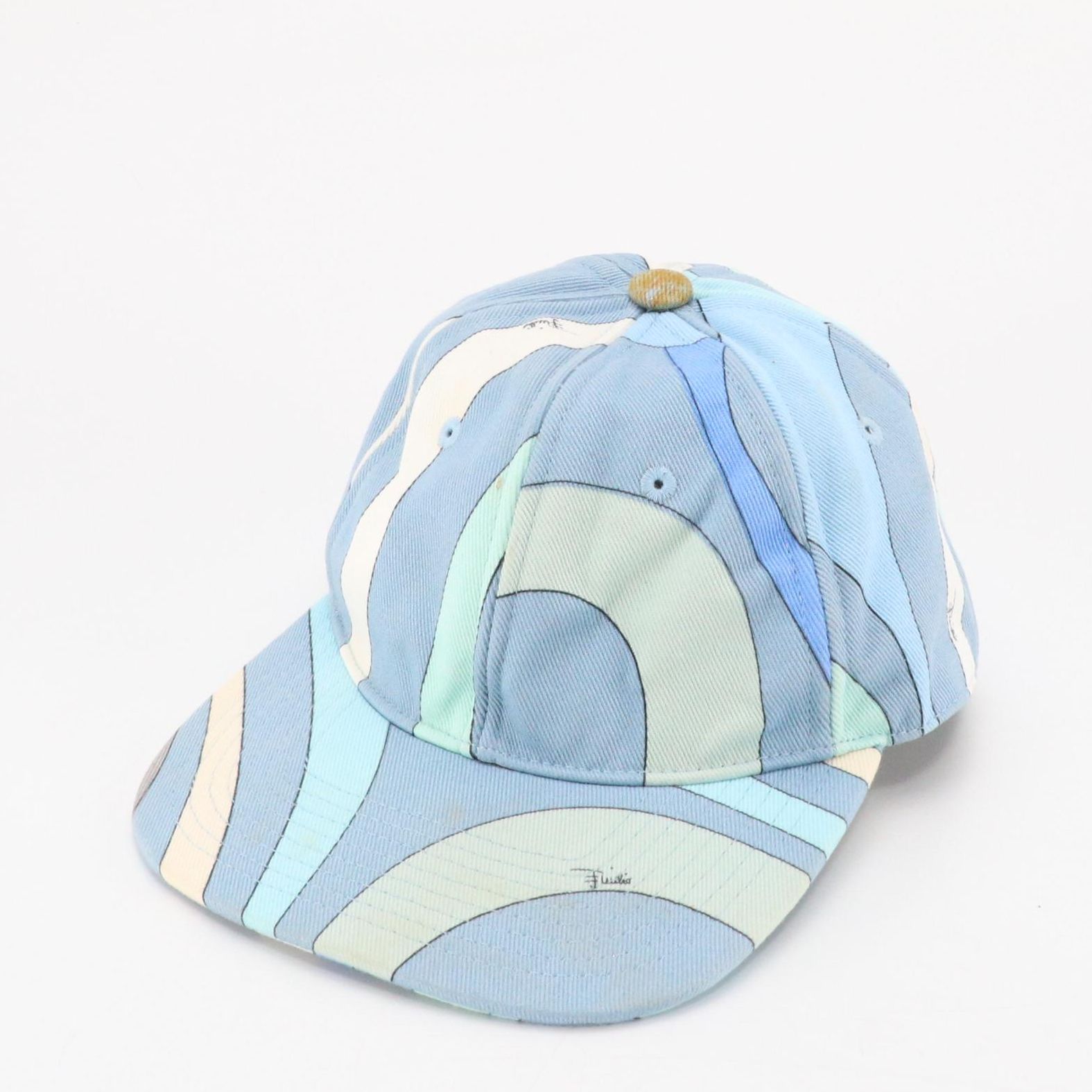 Emilio Pucci Blue Marmo Print Cotton Snapback Cap