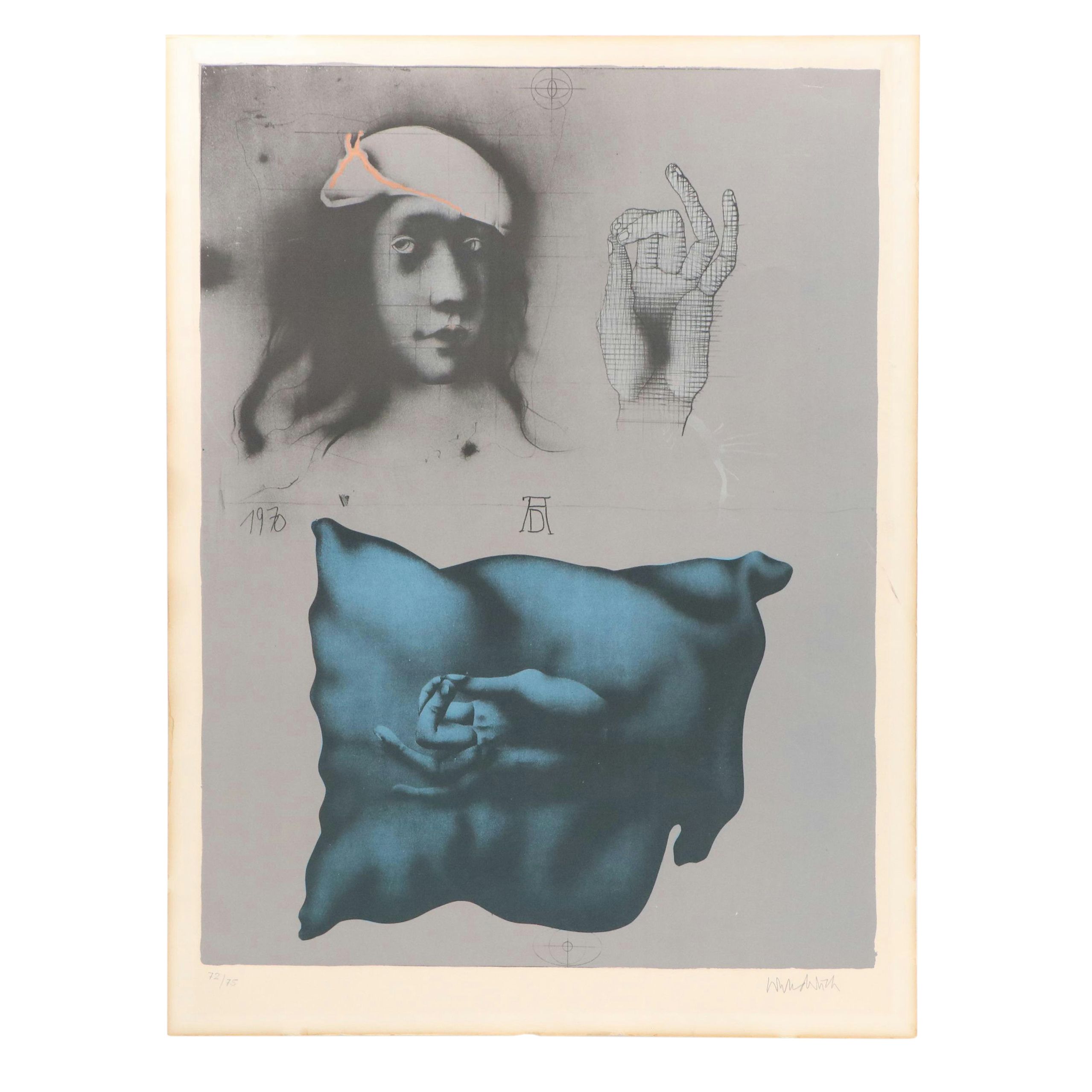 Paul Wunderlich Lithograph "The Young Dürer, His Hand and His Pillow," 1970