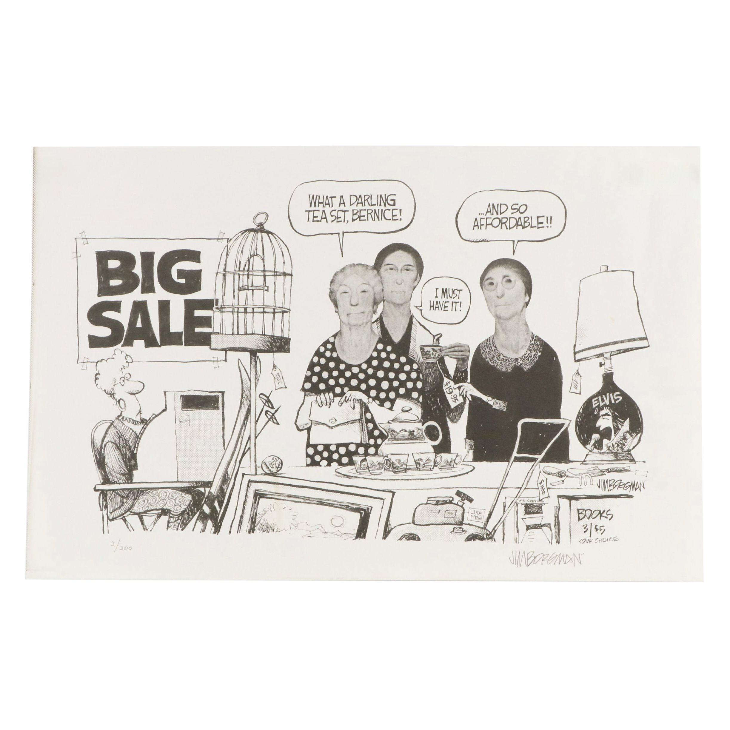 Jim Borgman Cartoon Halftone "Big Sale"