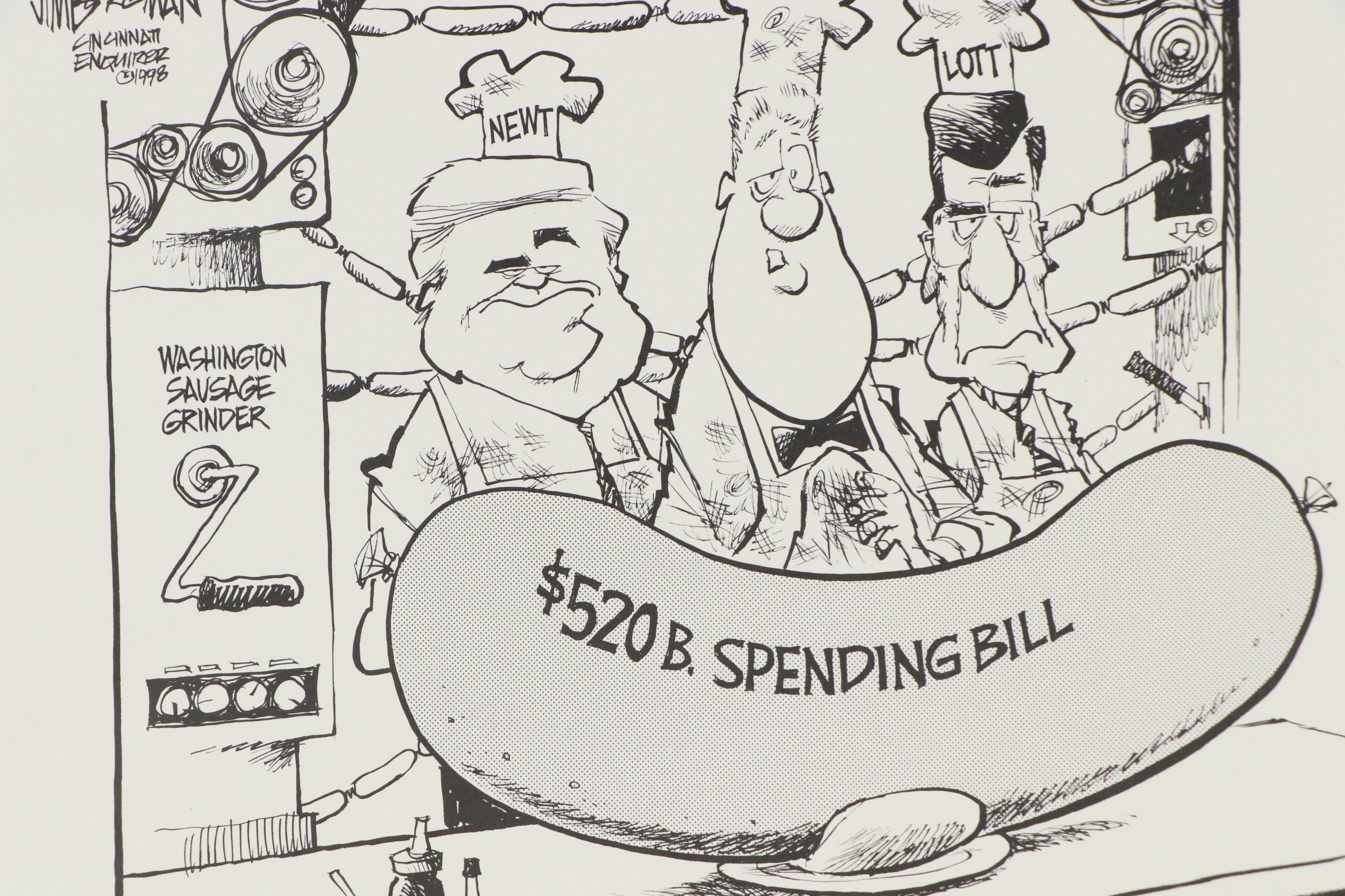 Cartoon Lithograph After Jim Borgman for "The Cincinnati Enquirer"