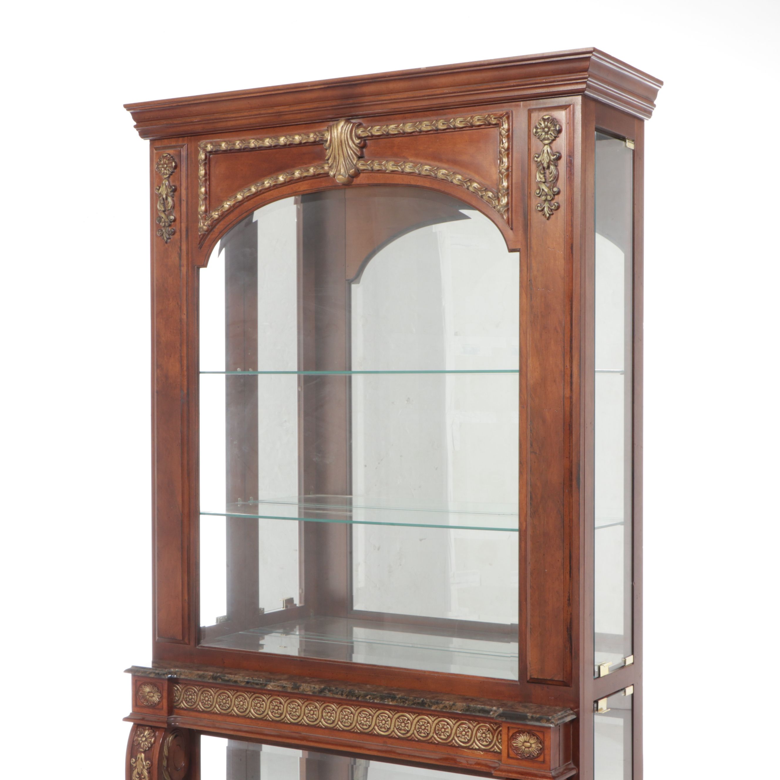 Louis XVI Style Parcel Gilt Mahogany Display Cabinet, Late 20th Century