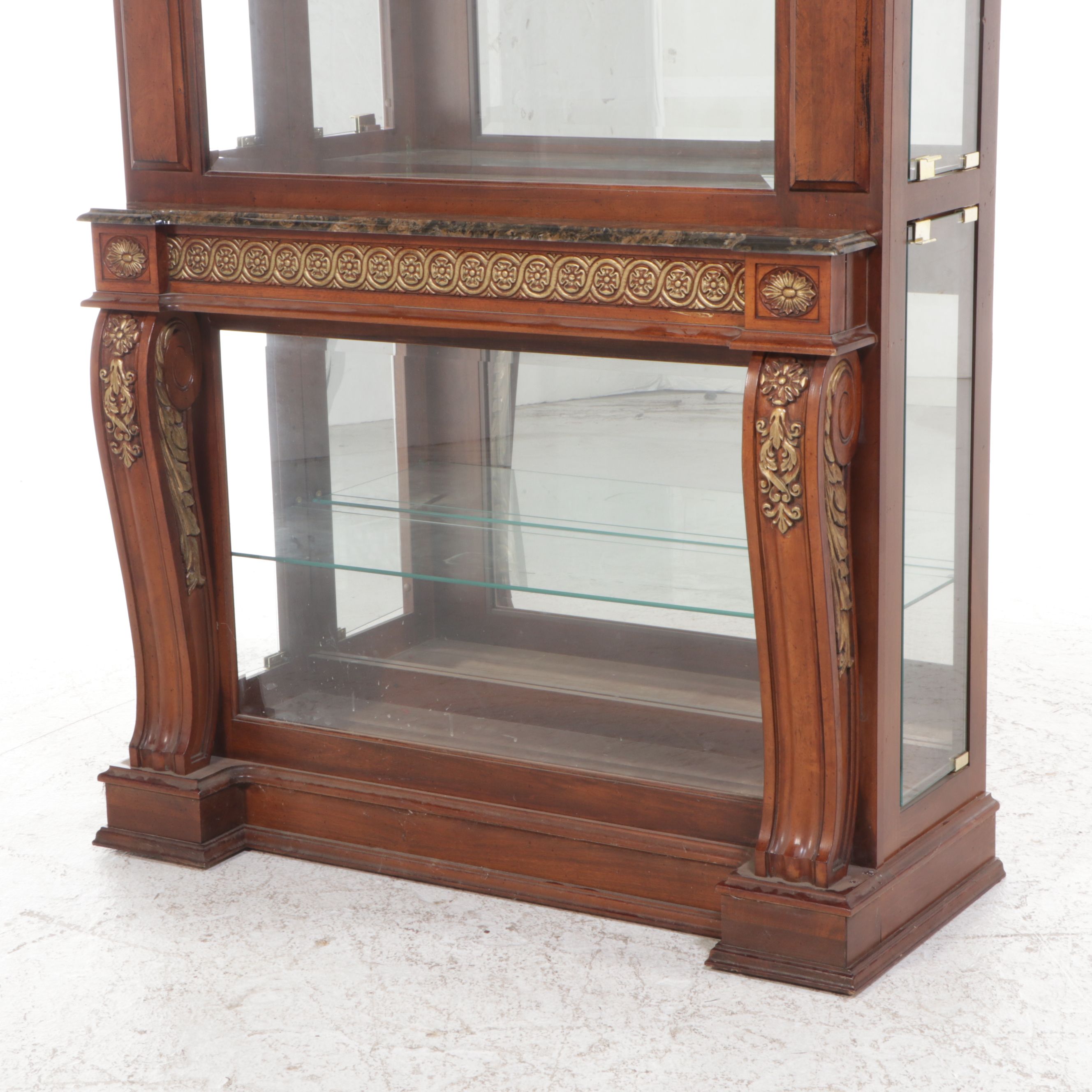 Louis XVI Style Parcel Gilt Mahogany Display Cabinet, Late 20th Century