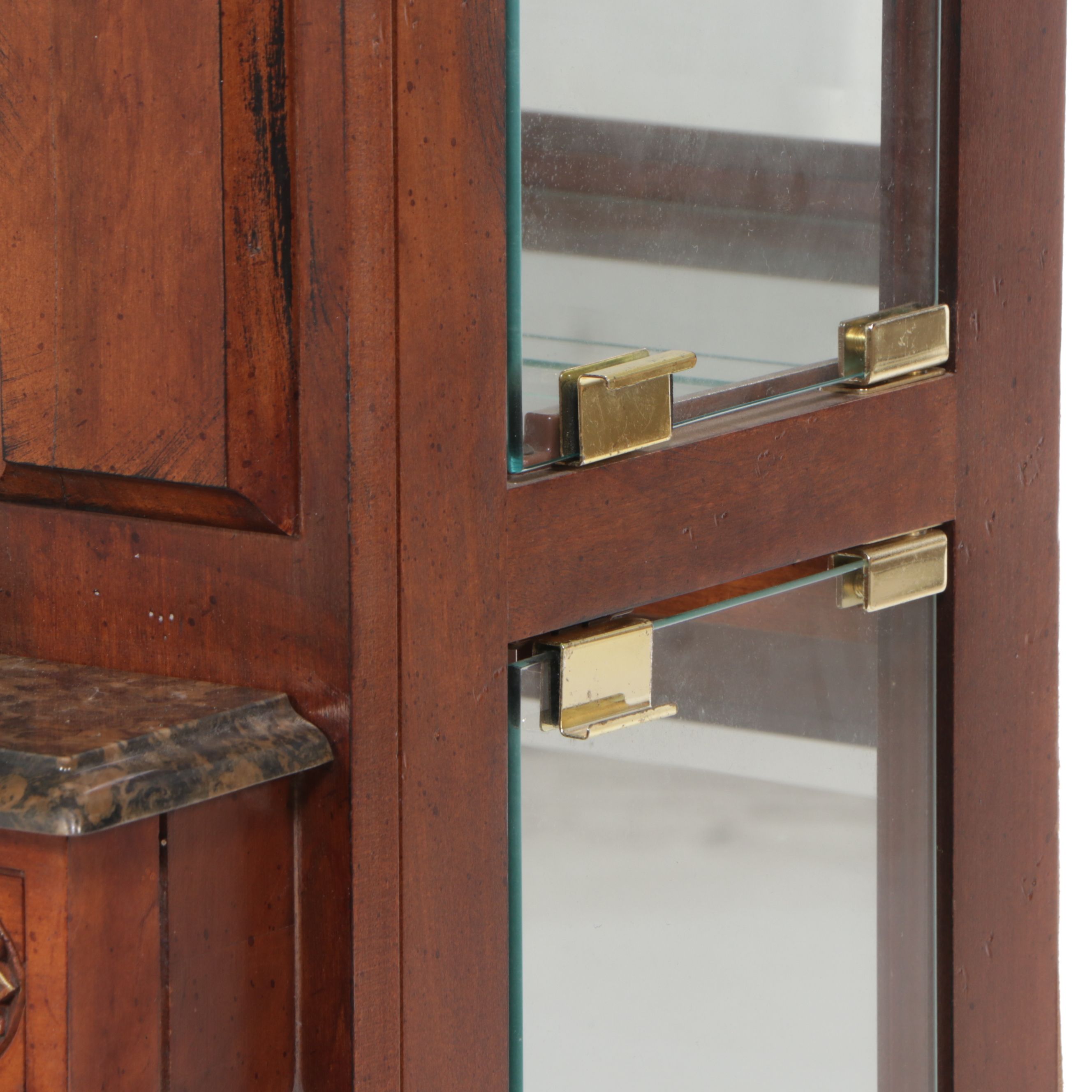 Louis XVI Style Parcel Gilt Mahogany Display Cabinet, Late 20th Century