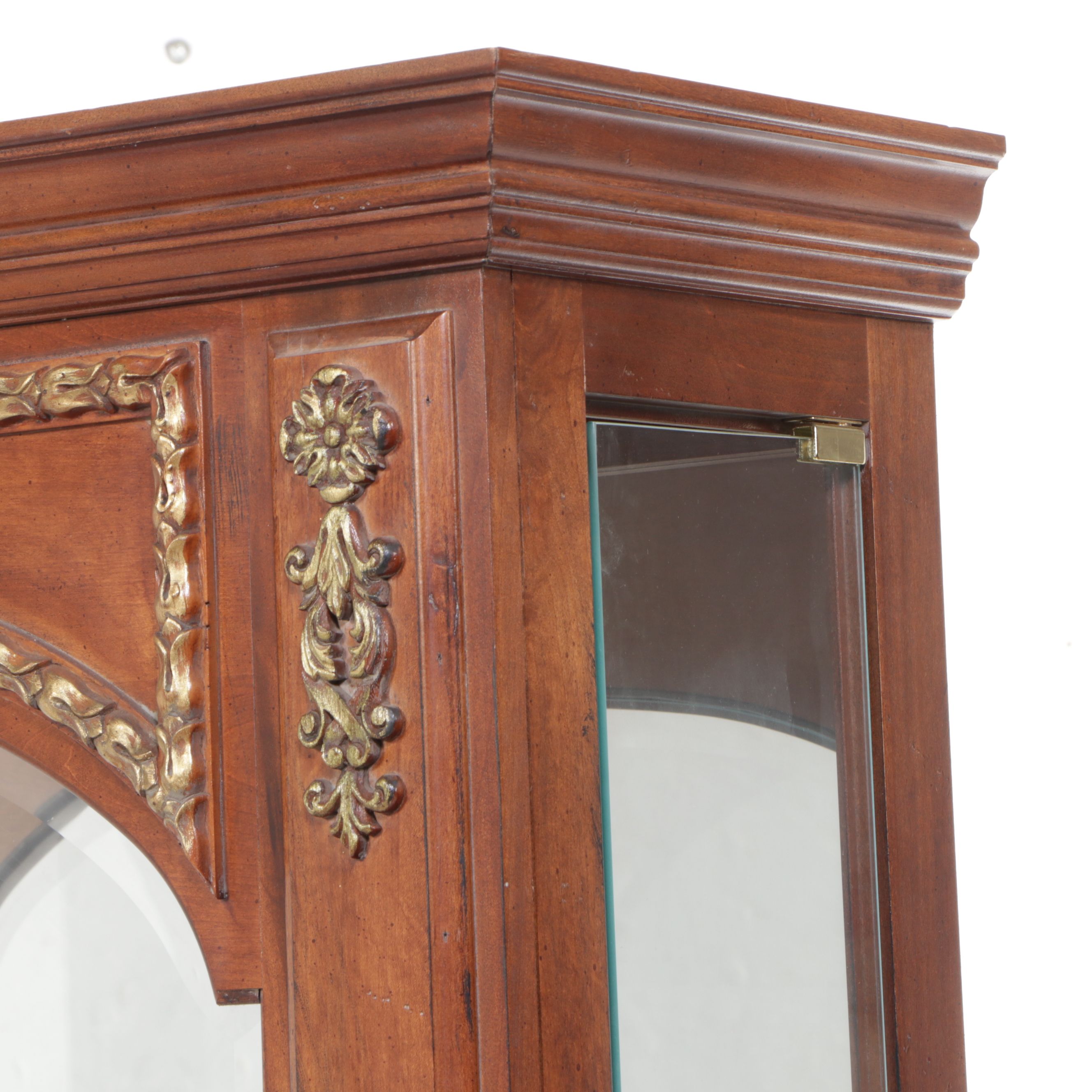 Louis XVI Style Parcel Gilt Mahogany Display Cabinet, Late 20th Century