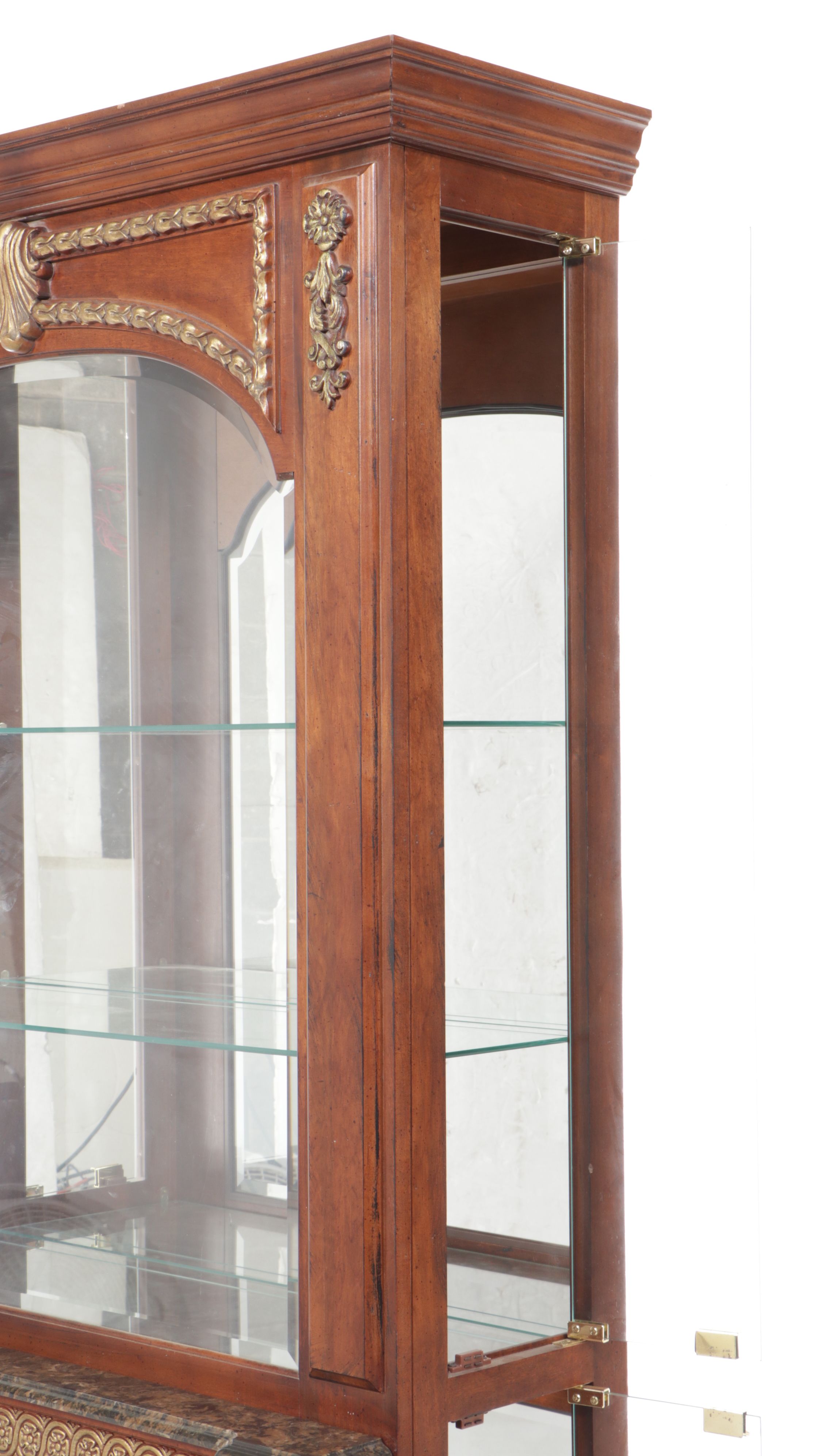 Louis XVI Style Parcel Gilt Mahogany Display Cabinet, Late 20th Century