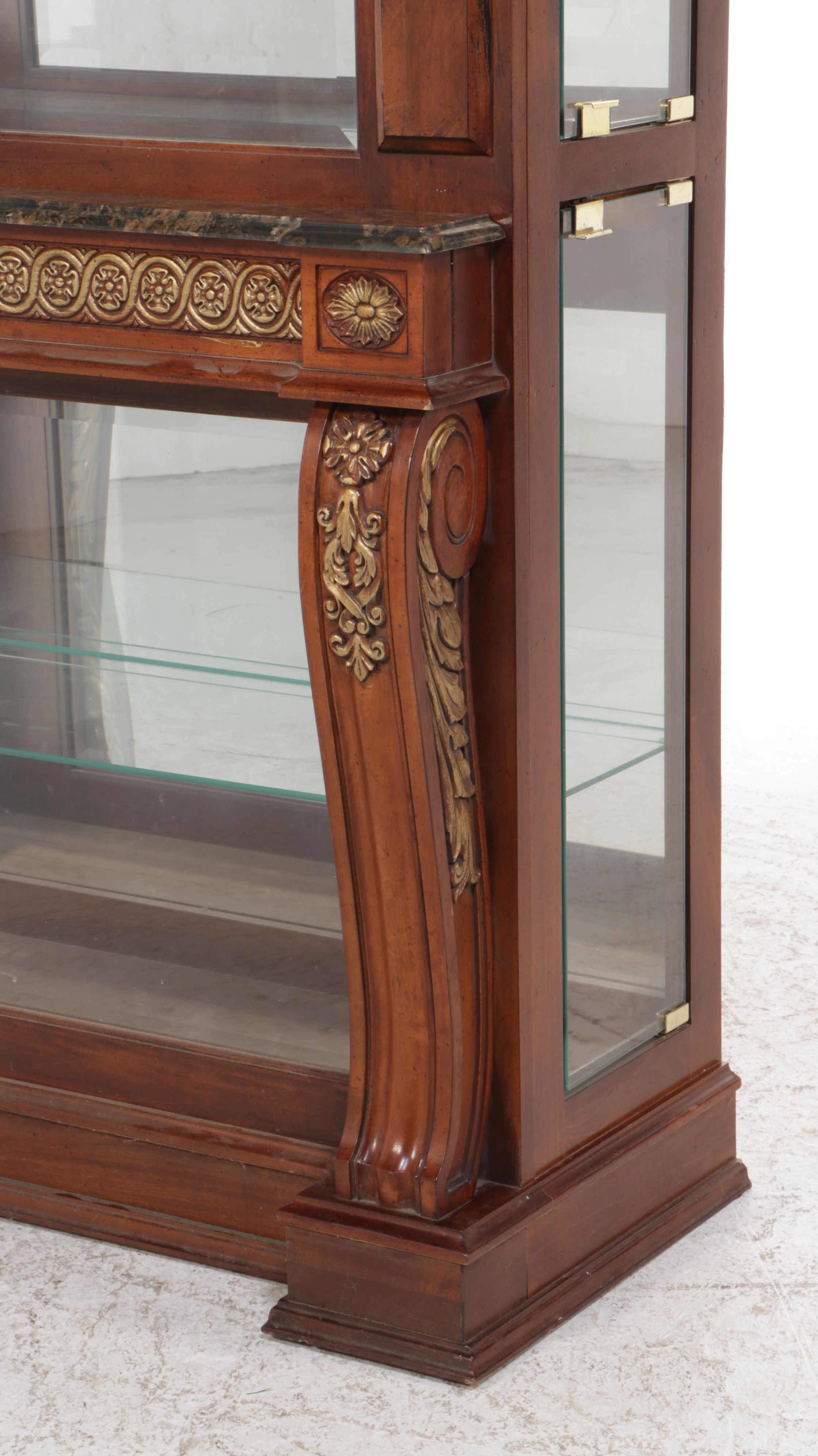 Louis XVI Style Parcel Gilt Mahogany Display Cabinet, Late 20th Century