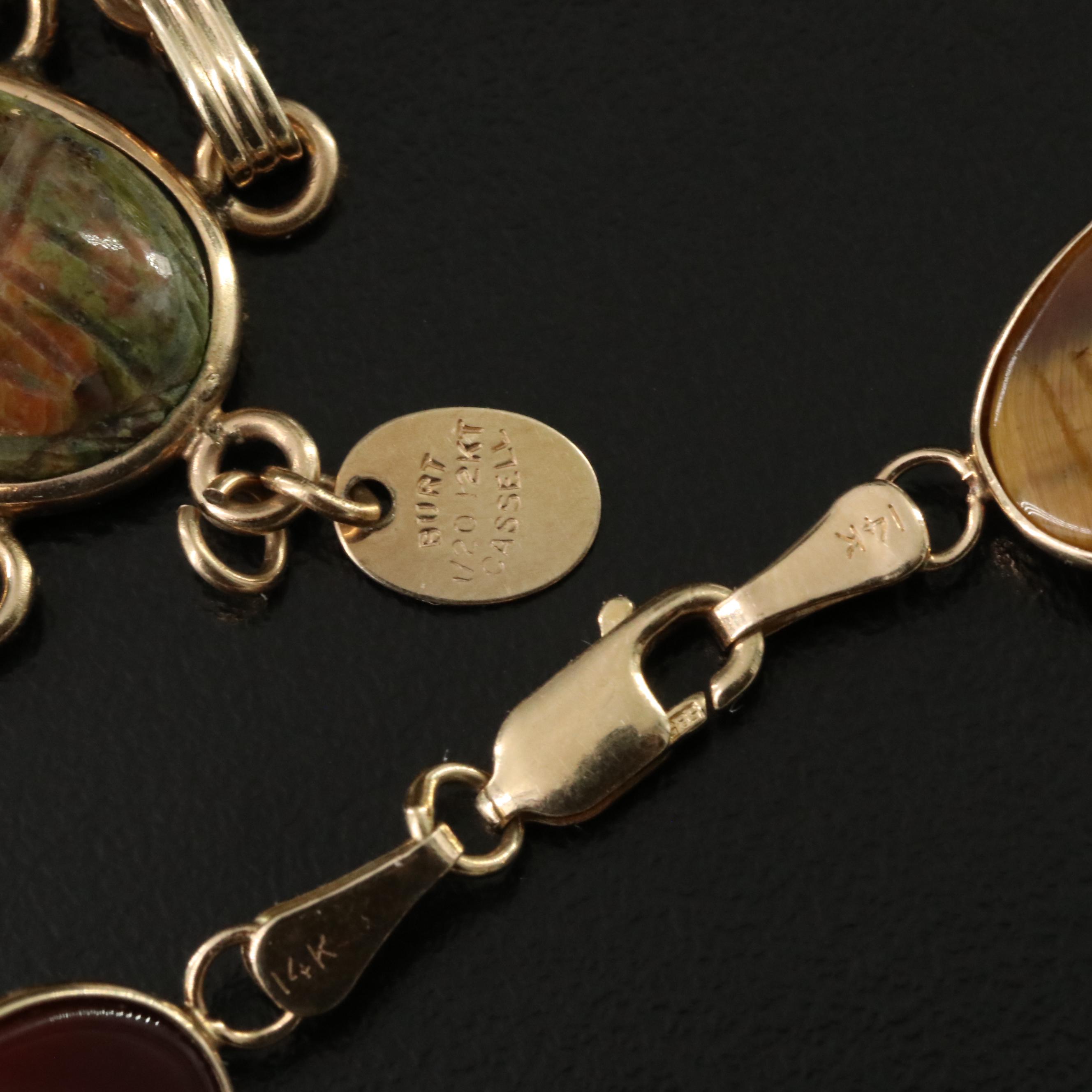 14K and Burt Cassell Gold-Filled Gemstone Scarab Bracelets