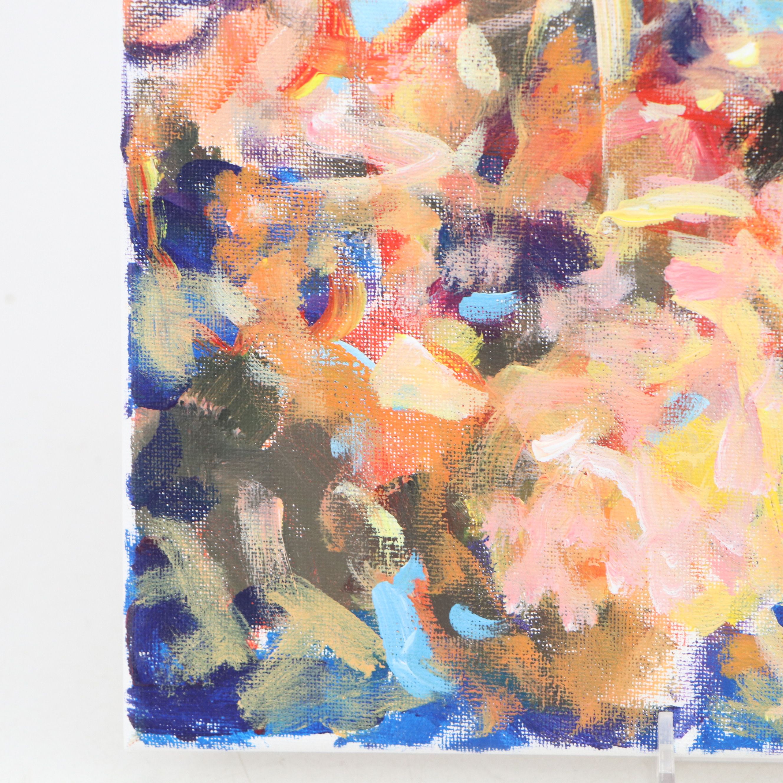 Elle Raines Stylized Acrylic Painting "Flock of Sheep #4," 21st Century