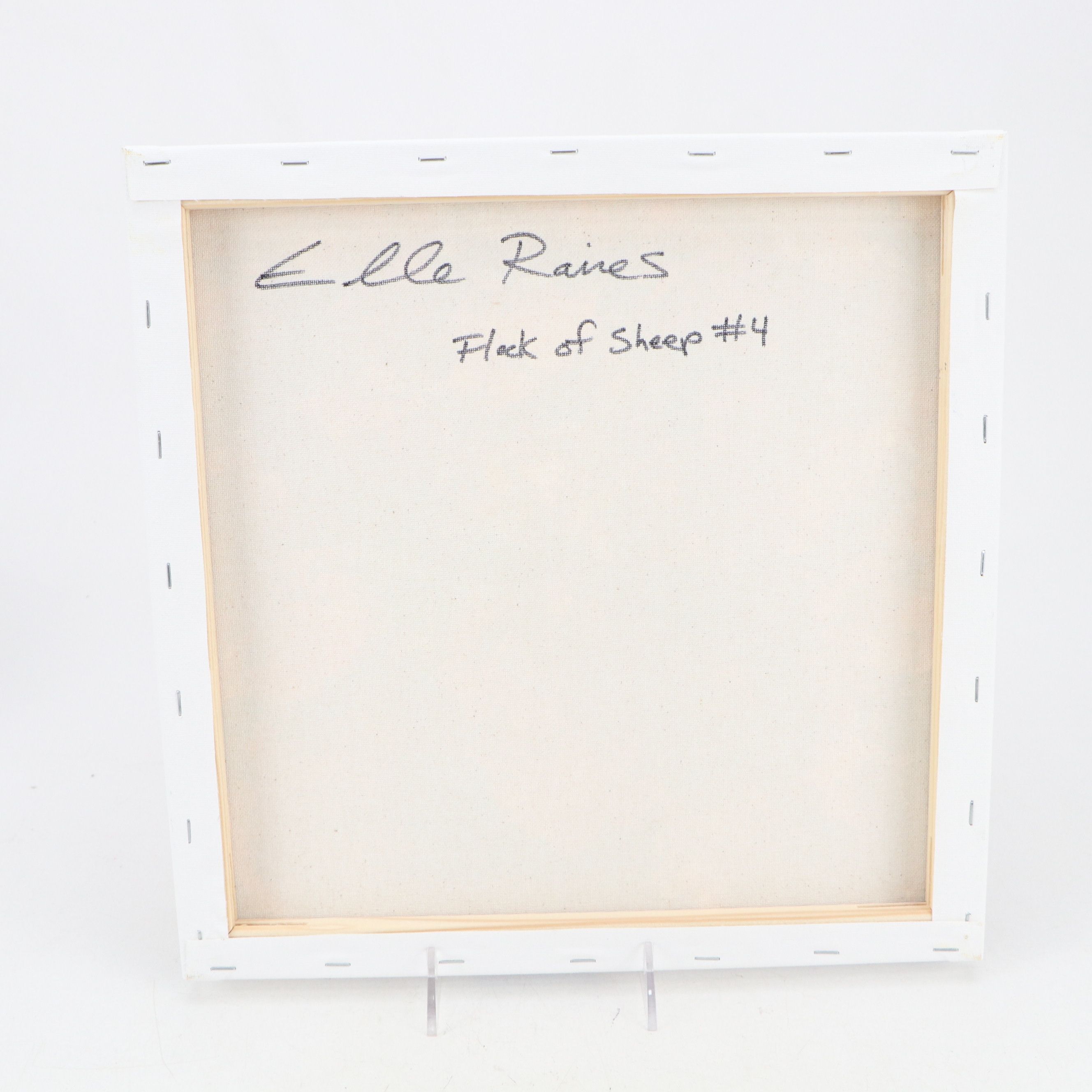 Elle Raines Stylized Acrylic Painting "Flock of Sheep #4," 21st Century