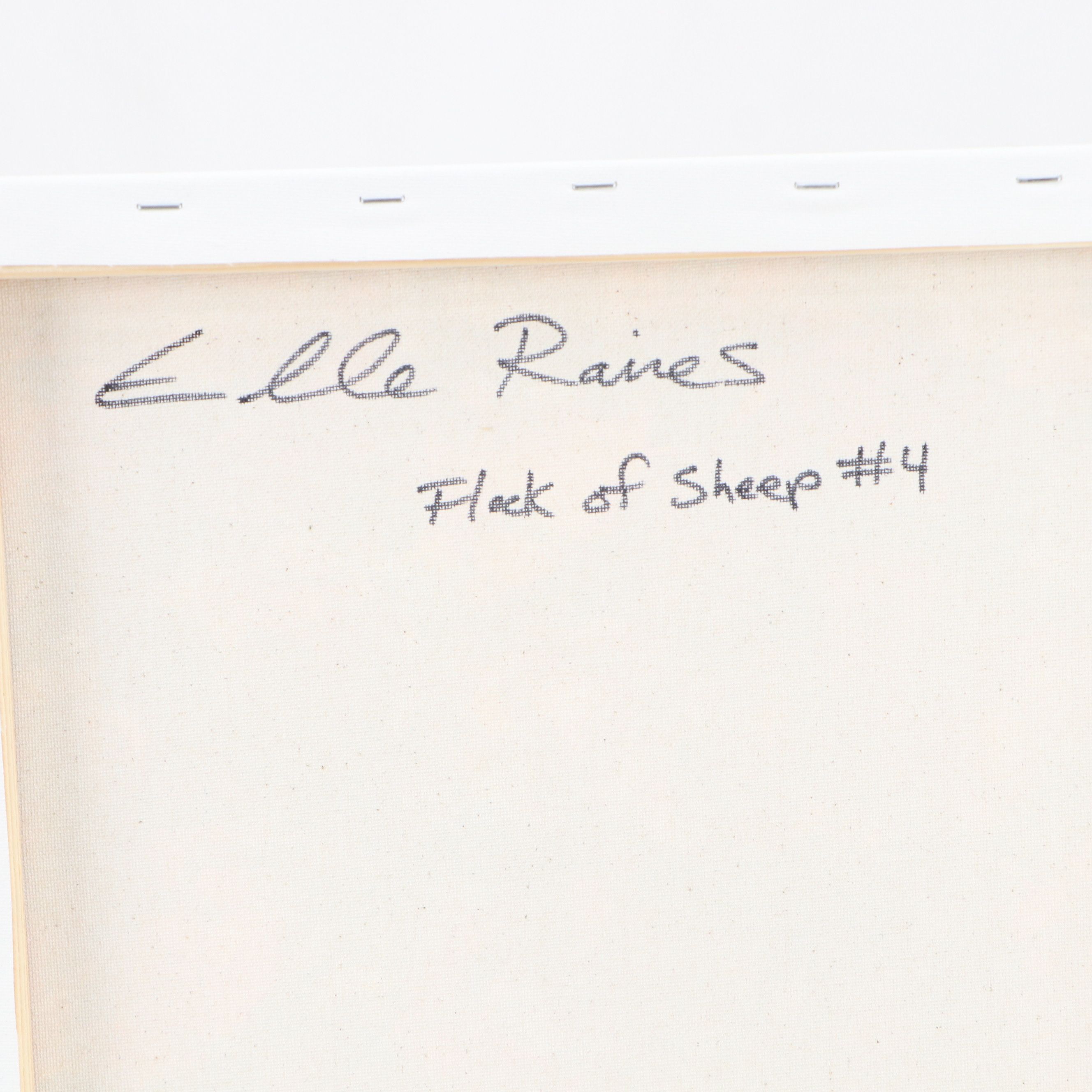 Elle Raines Stylized Acrylic Painting "Flock of Sheep #4," 21st Century