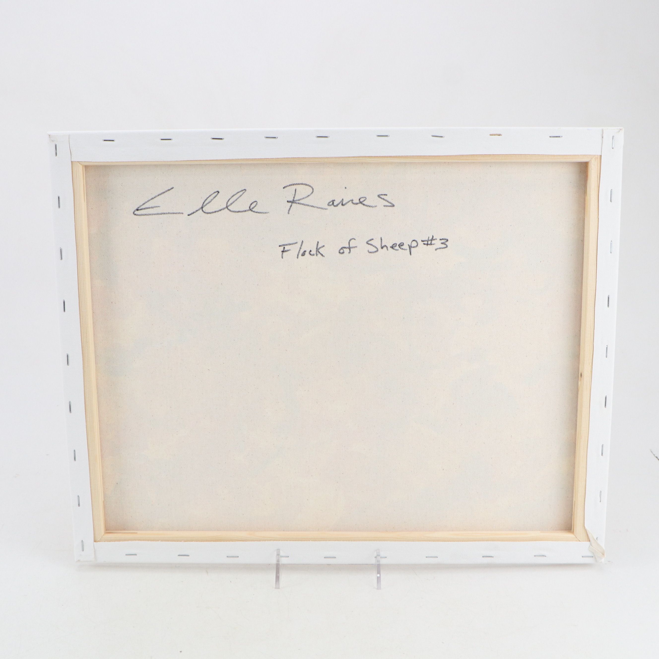 Elle Raines Stylized Acrylic Painting "Flock of Sheep #3," 21st Century