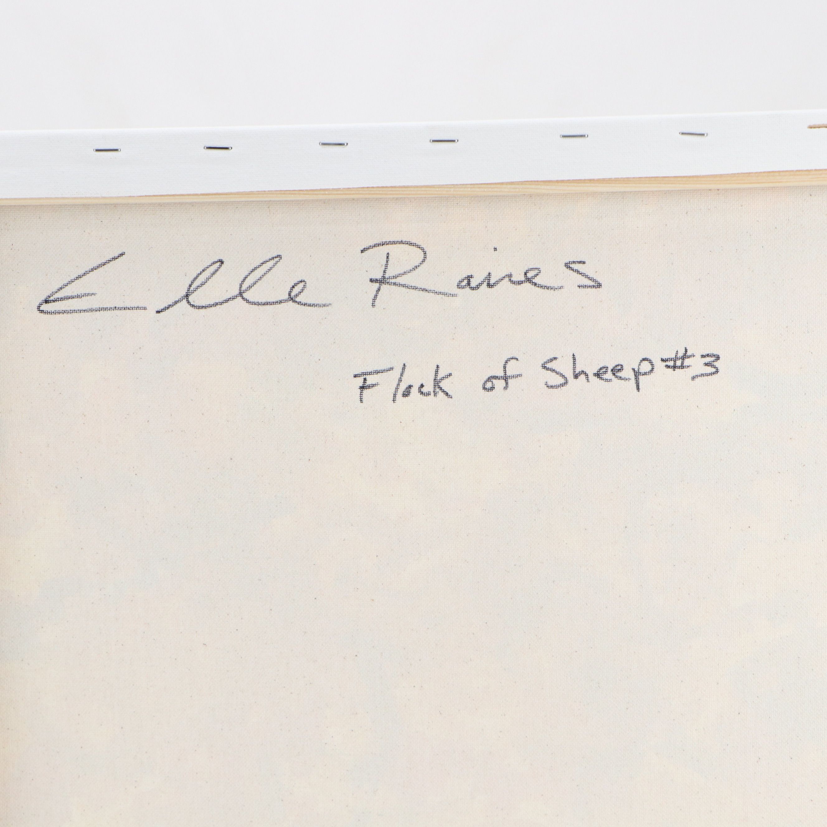 Elle Raines Stylized Acrylic Painting "Flock of Sheep #3," 21st Century