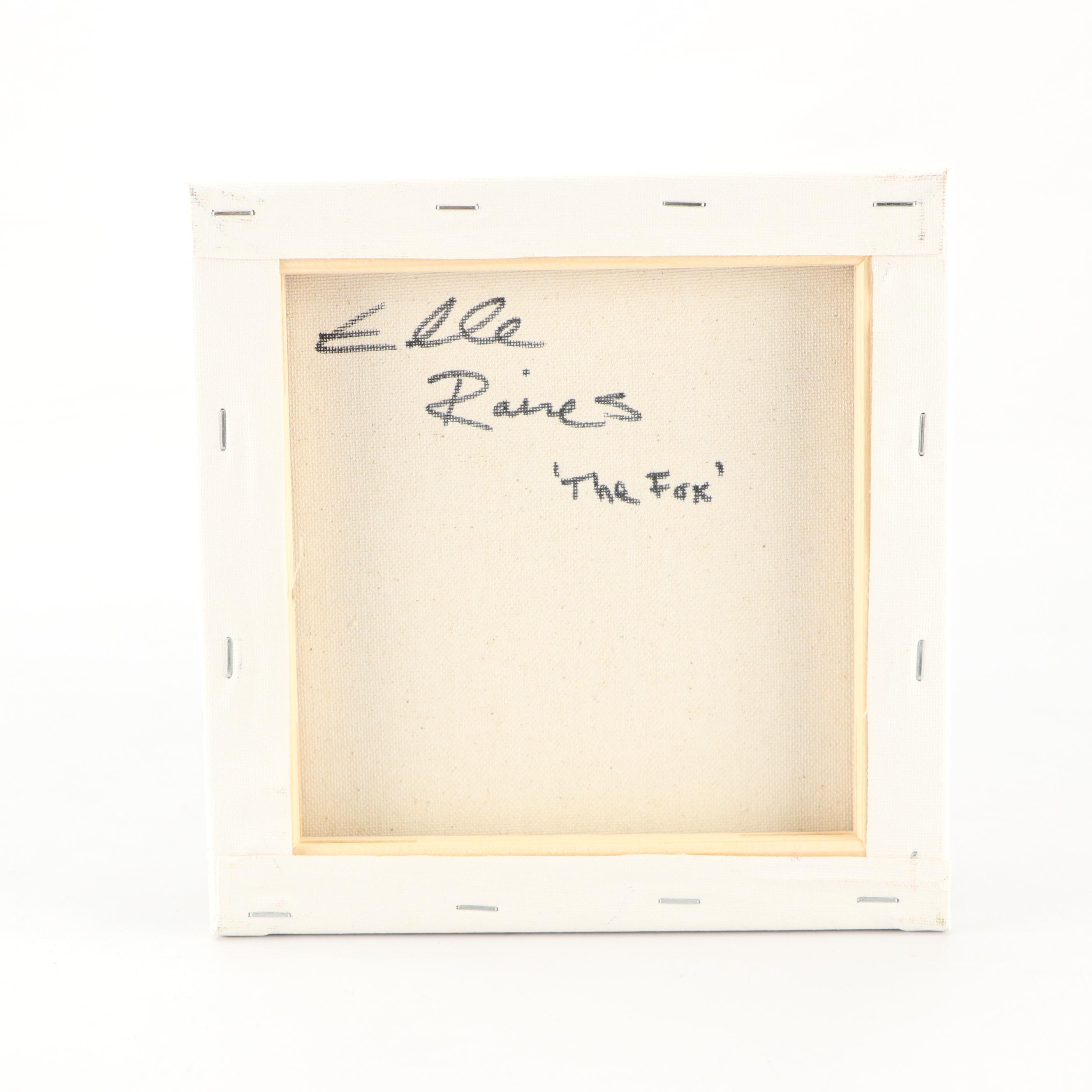 Elle Raines Stylized Acrylic Painting "The Fox," 21st Century